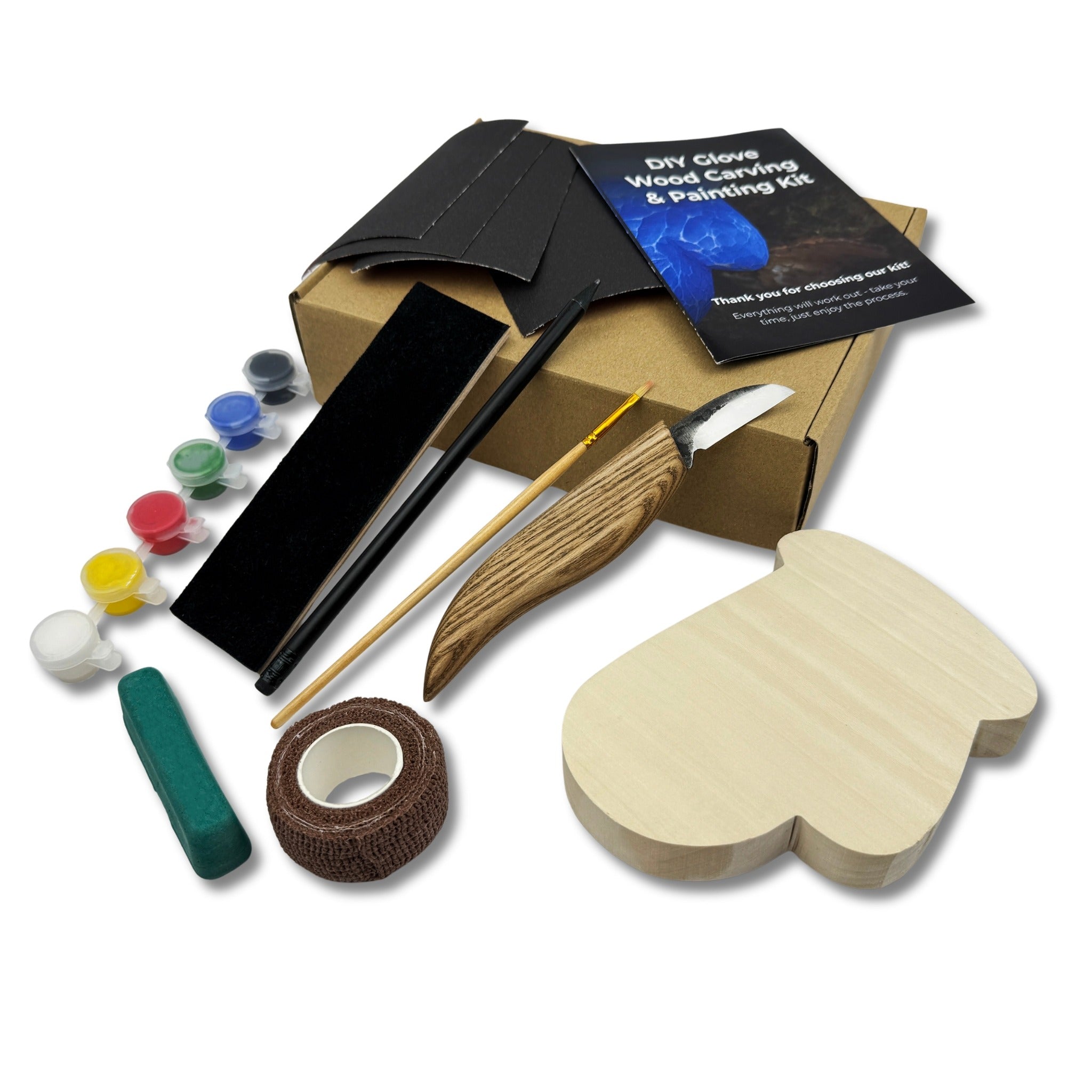 Kit de sculpture et de peinture sur bois avec gants à faire soi-même