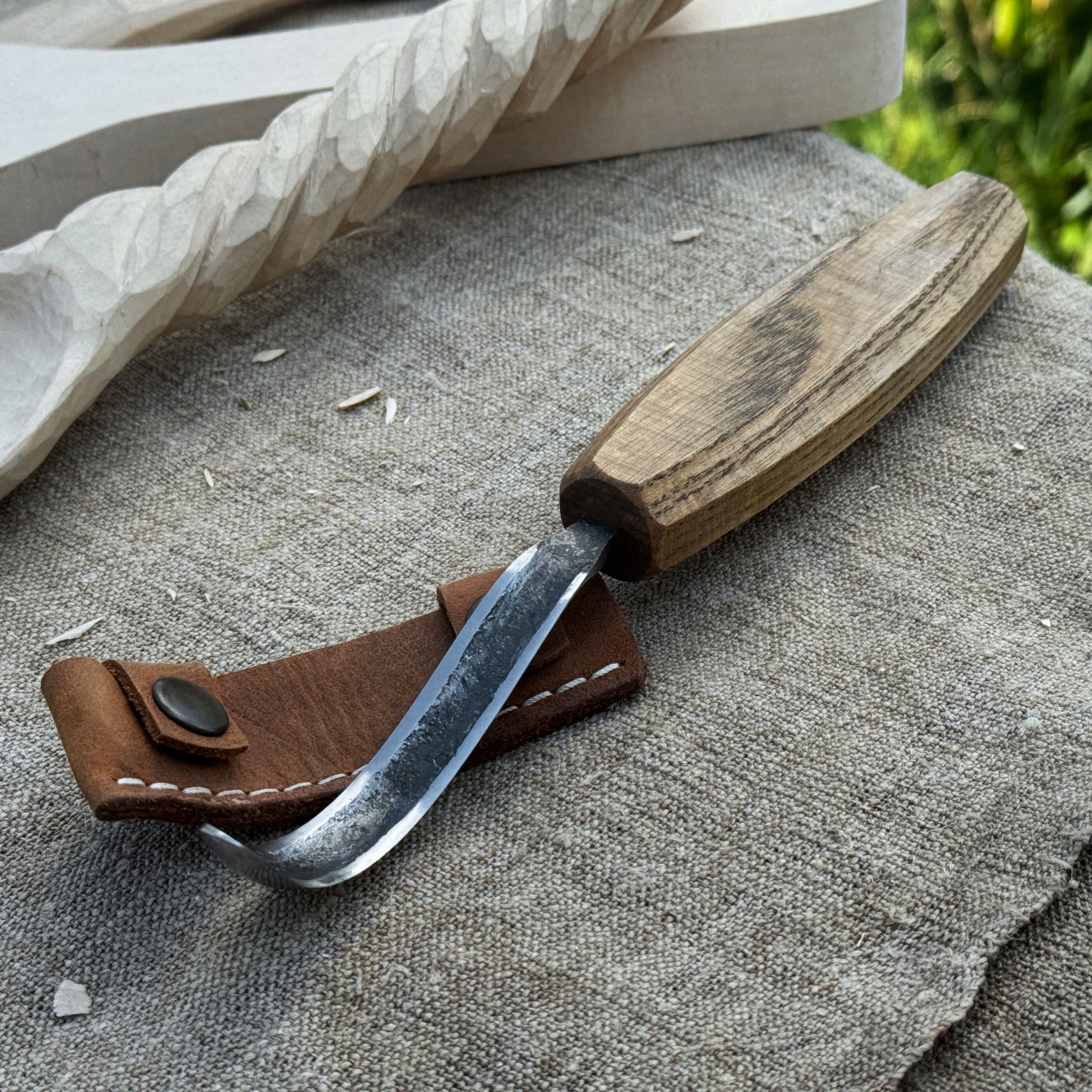 Couteau à crochet pour sculpter les cuillères – Lame longue et incurvée de 7 cm (2,7 pouces)