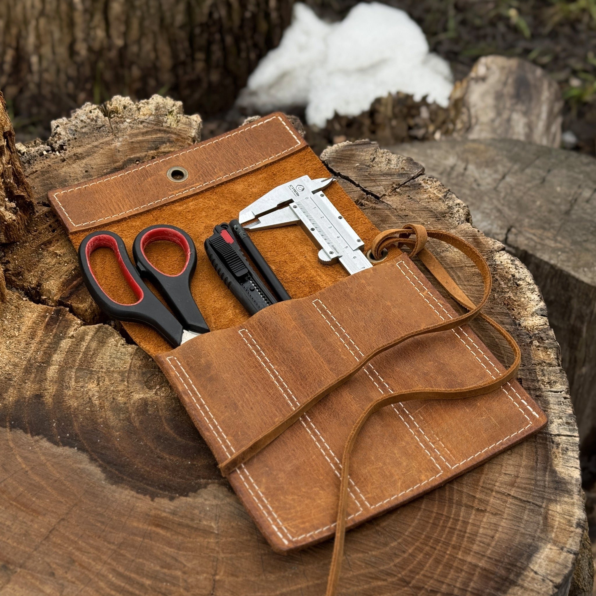 3 Pocket Leather Chisel Roll