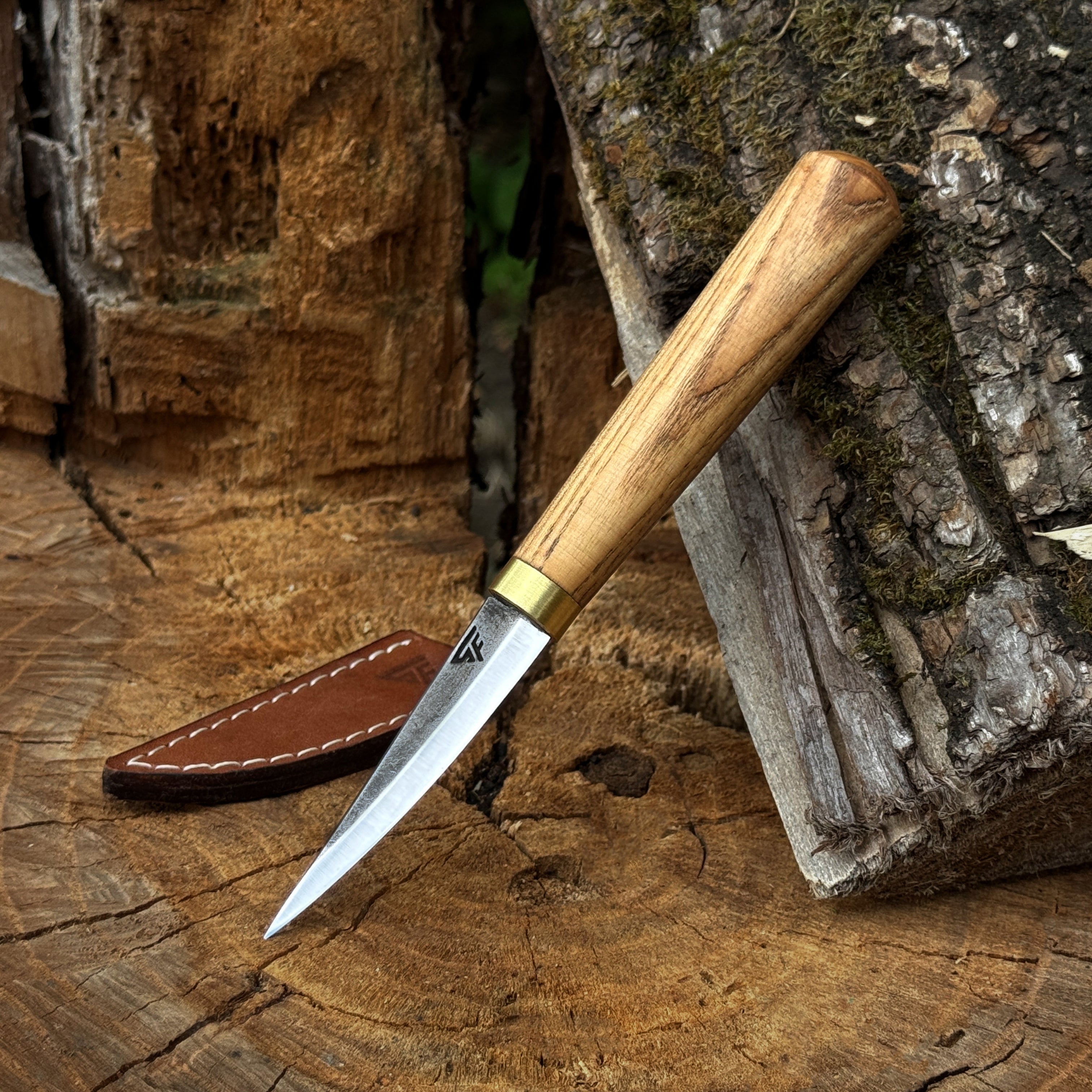 Whittling Sloyd Knife with Leather Sheath, 7.5 cm (2.95 inches)