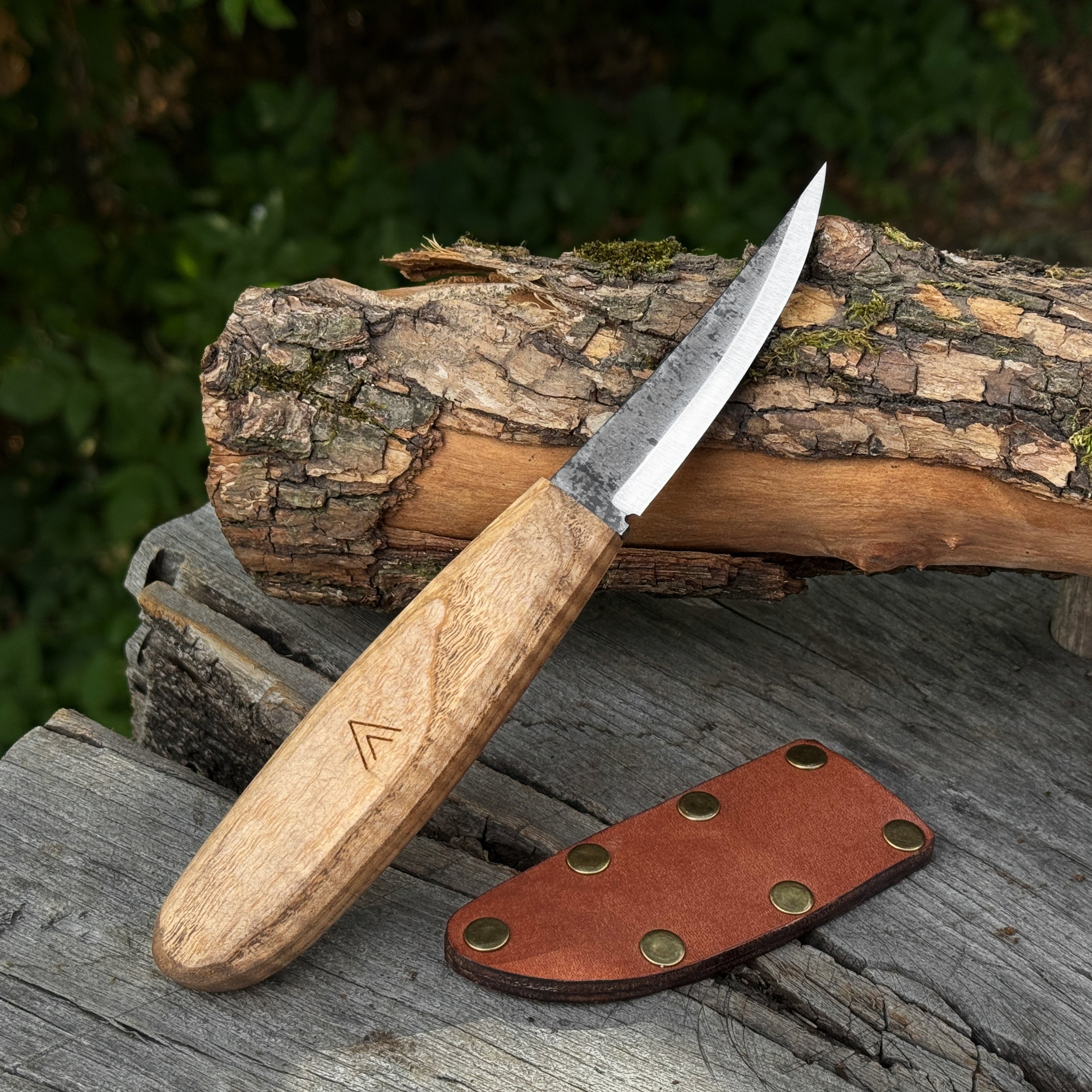 Sloyd Carving Knife with Leather Sheath, Blade 9 cm (3.54 inches)