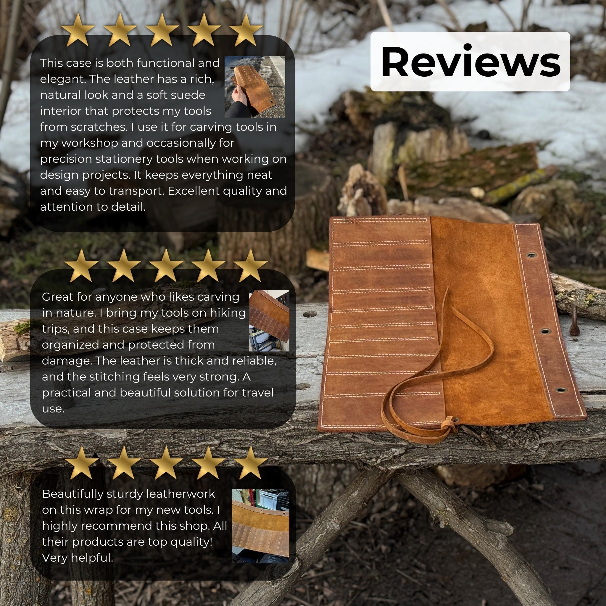 10 Pocket Leather Chisel Roll - 7