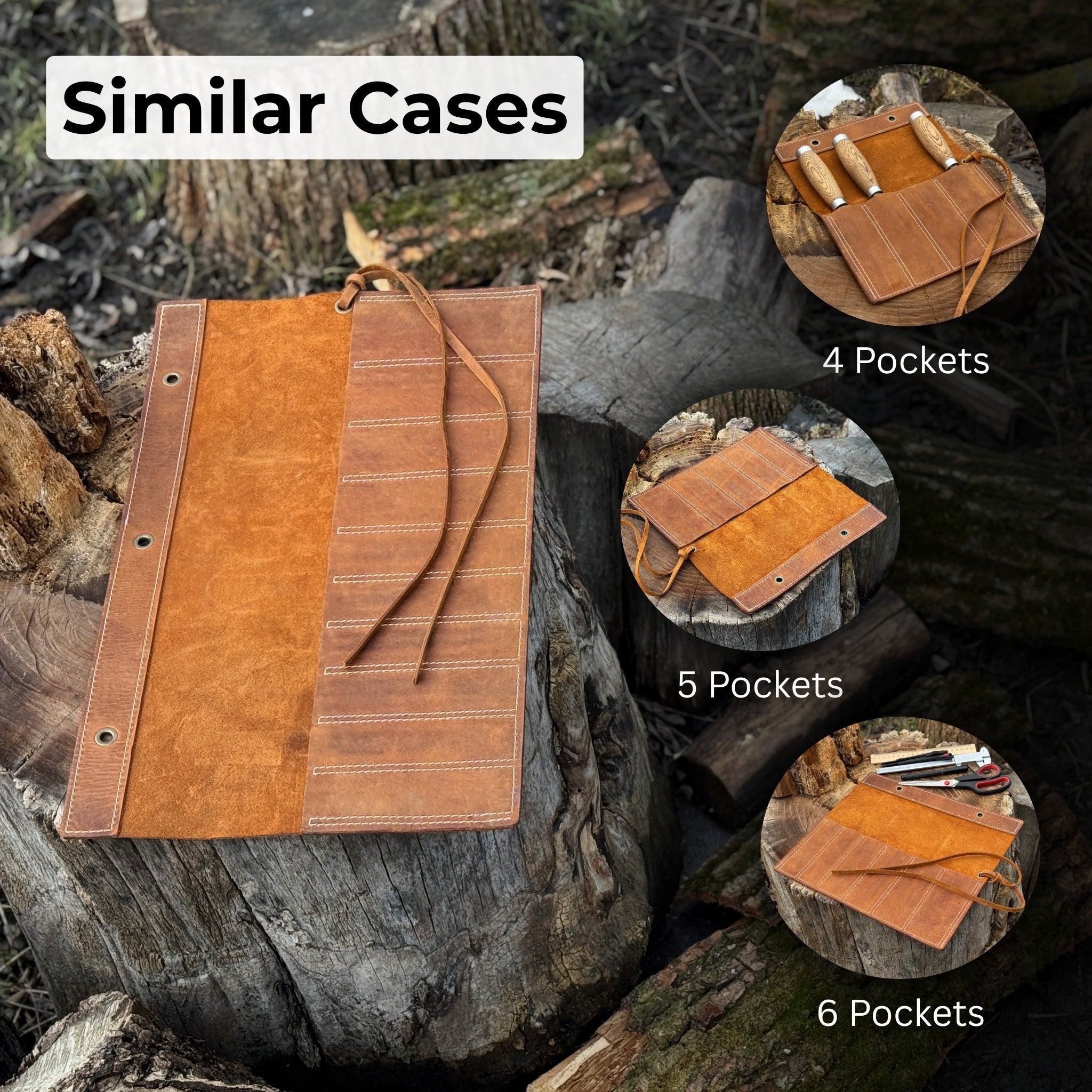 10 Pocket Leather Chisel Roll - 8