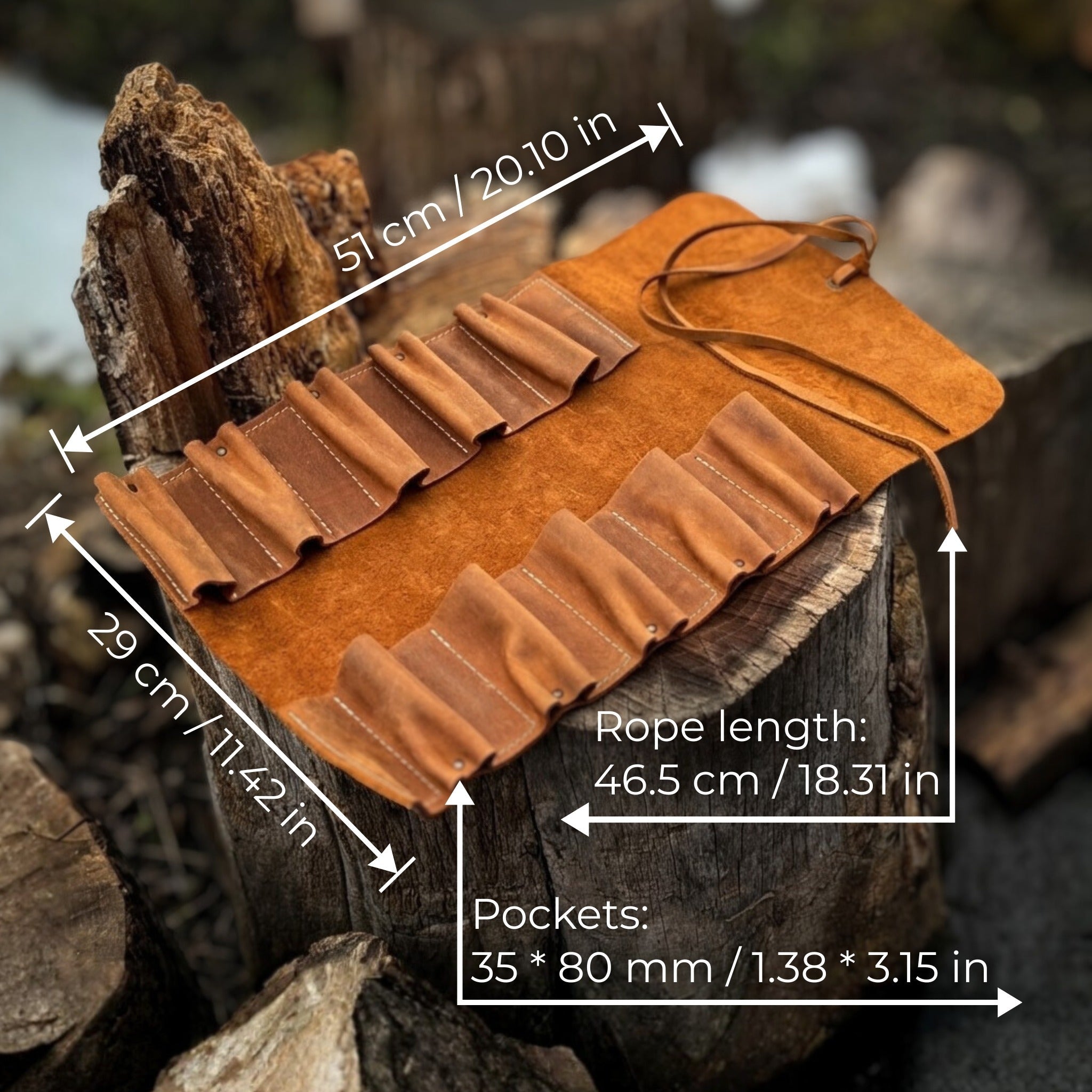 10 Pocket Leather Tool Roll - 4