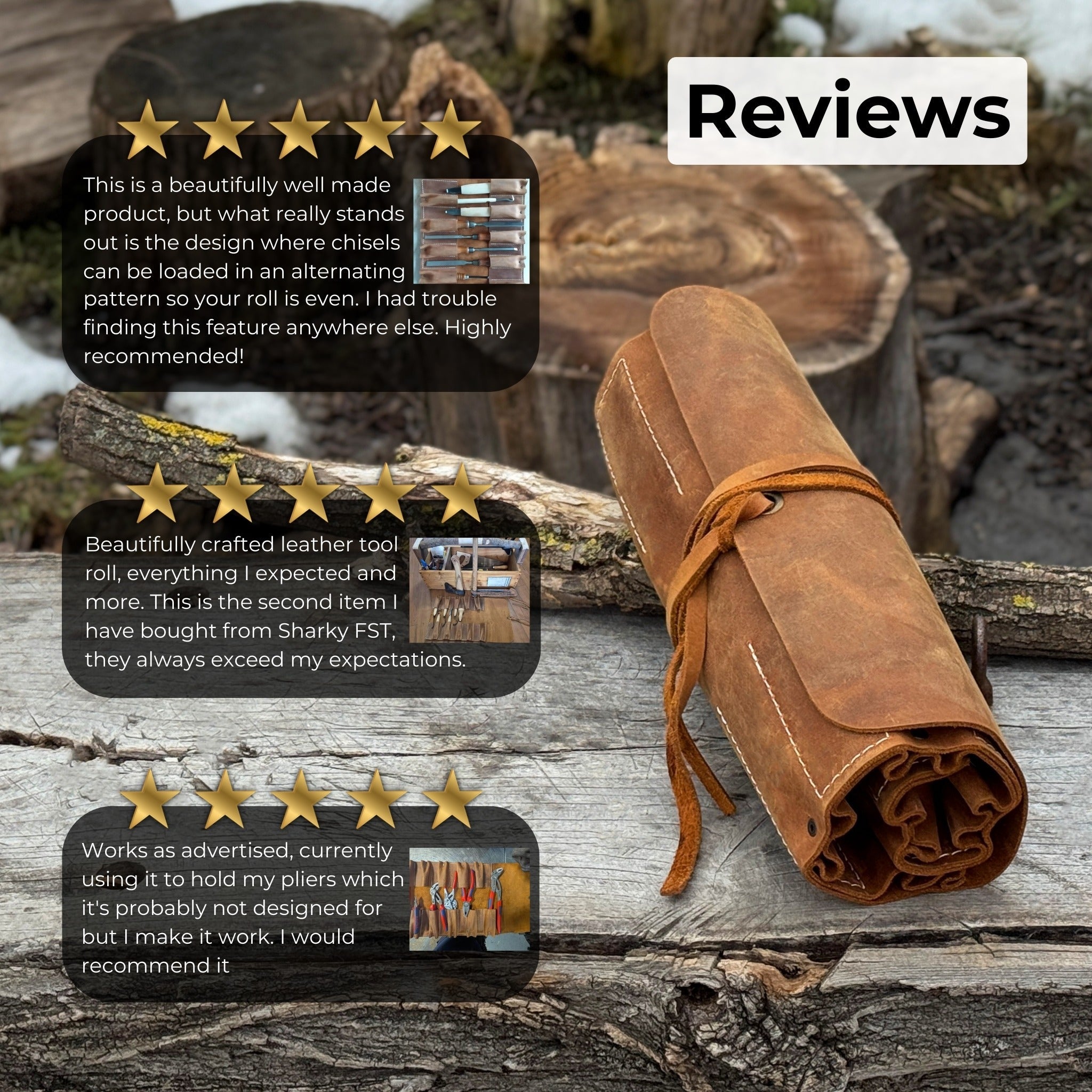 10 Pocket Leather Tool Roll - 11