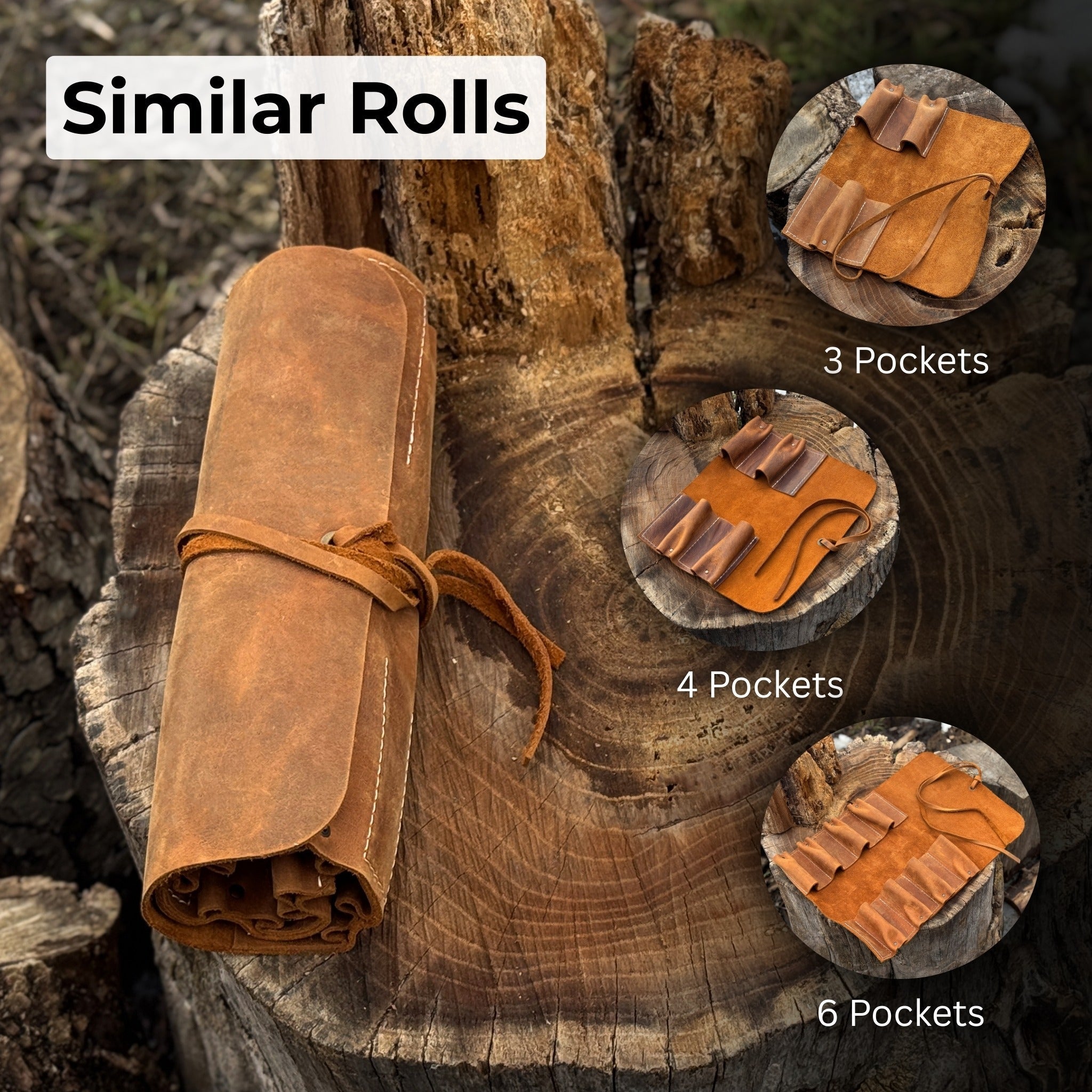 10 Pocket Leather Tool Roll - 12
