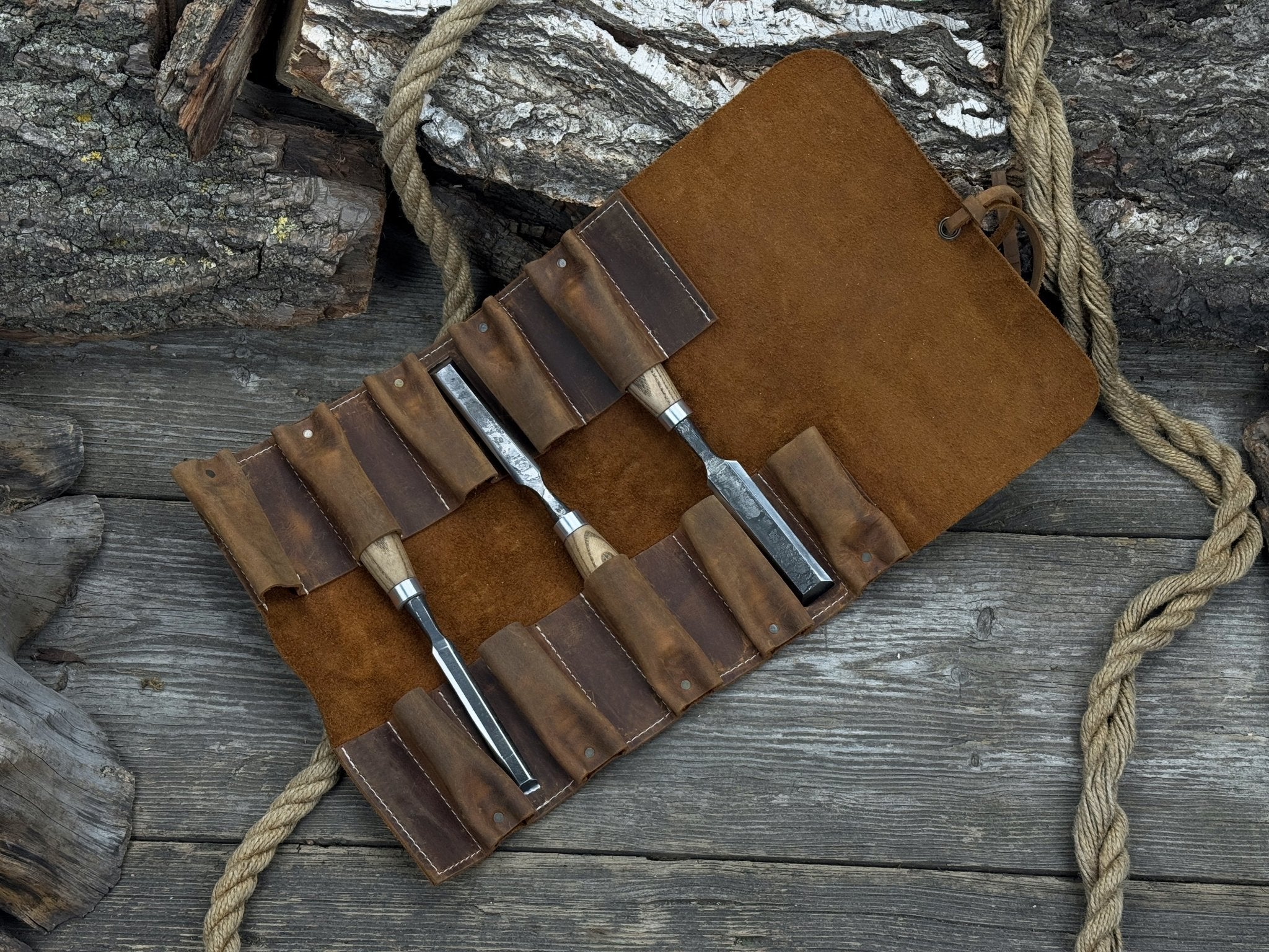10 Pocket Leather Tool Roll - 3