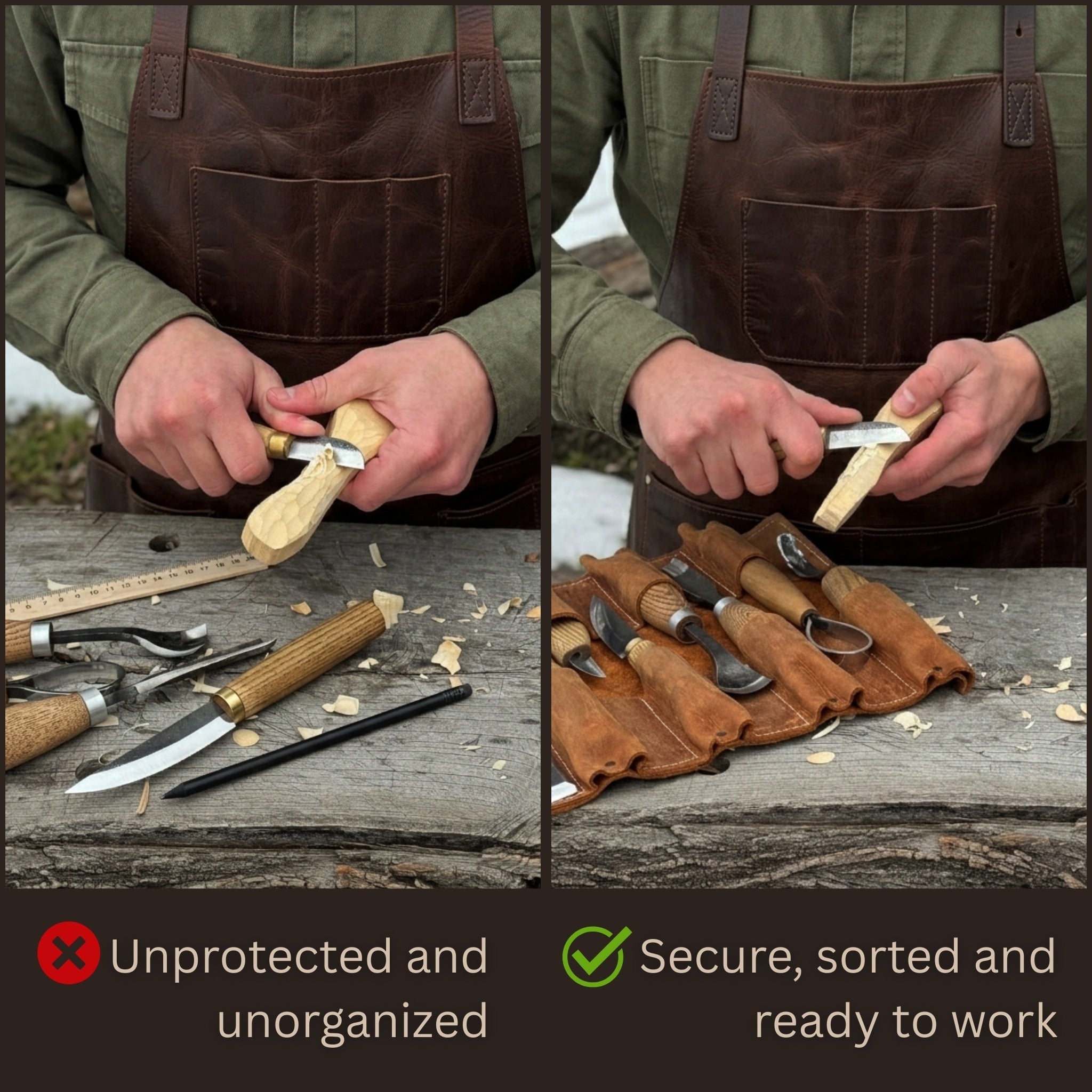 10 Pocket Leather Tool Roll - 2