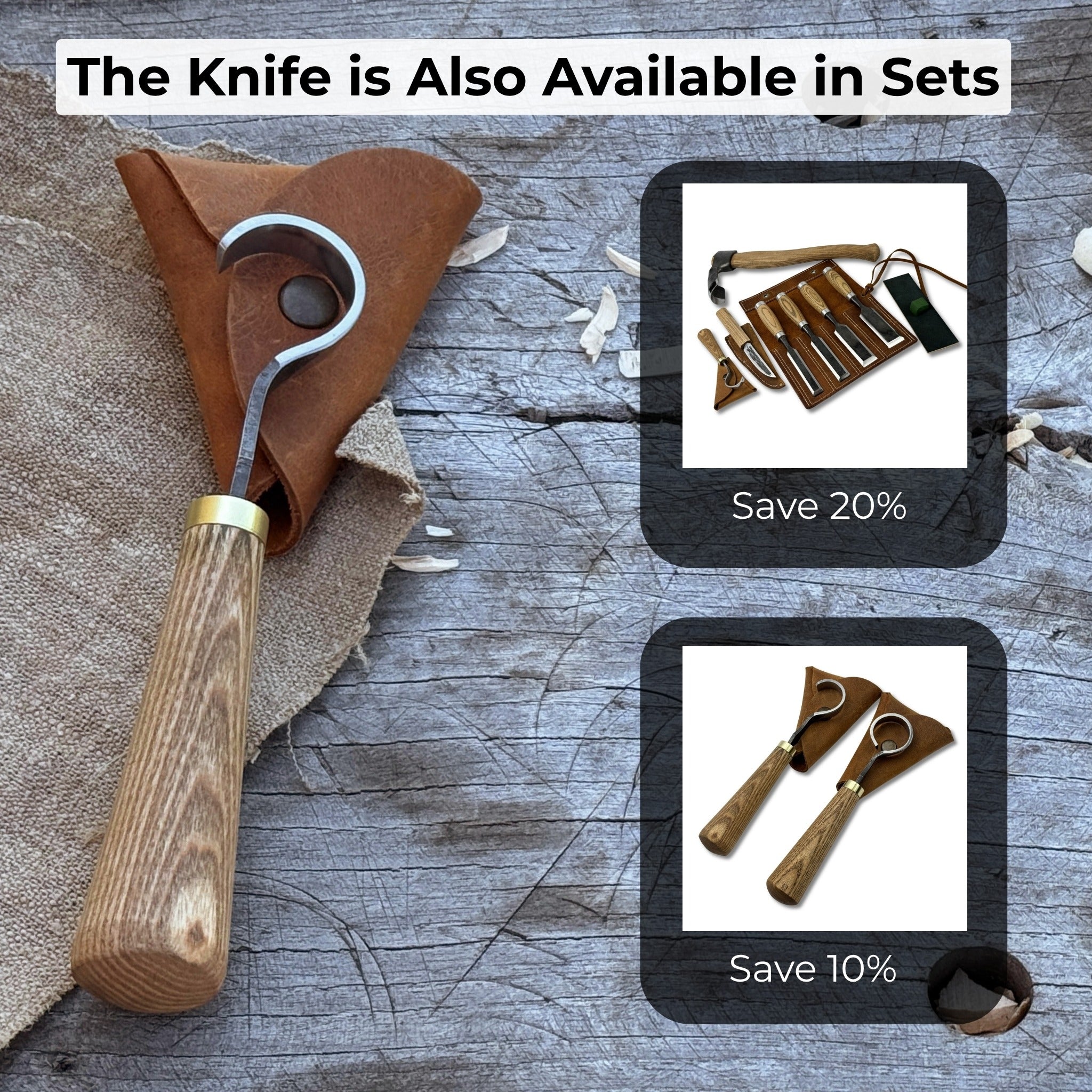 Couteau à cuillère à découper, Ø 3 cm (1,2 pouce), avec étui en cuir