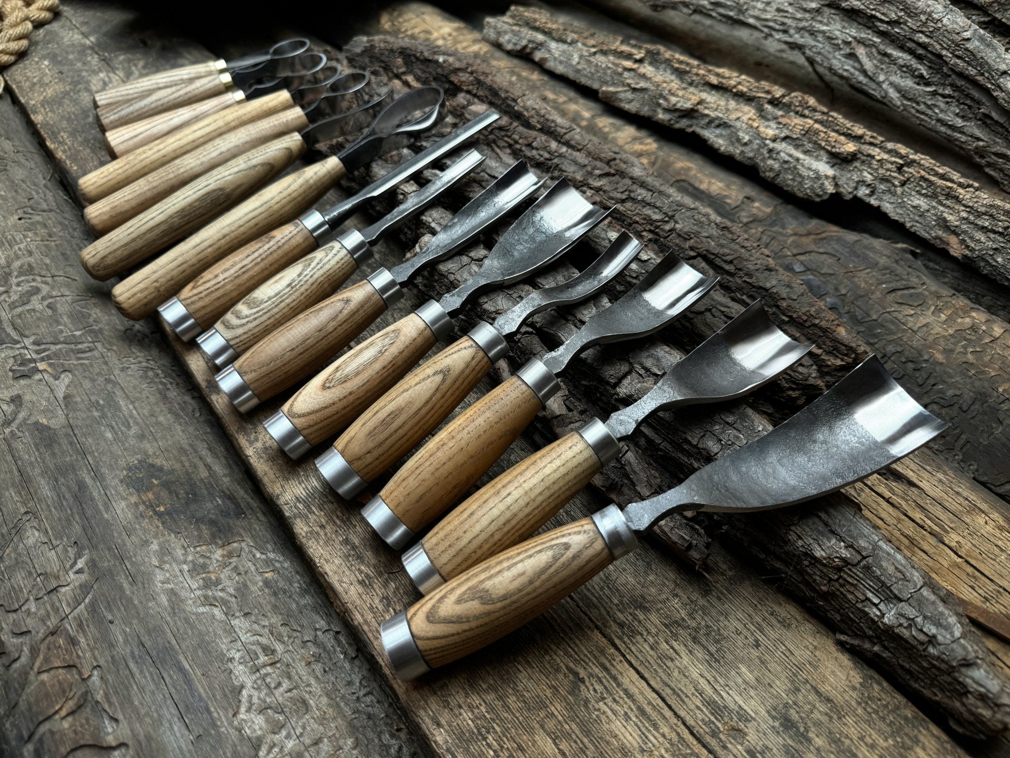 15 - Piece Hand - Forged Wood Carving Tool Set - 7