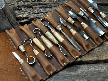 15 - Piece Hand - Forged Wood Carving Tool Set - 3