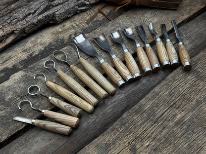 15 - Piece Hand - Forged Wood Carving Tool Set - 10