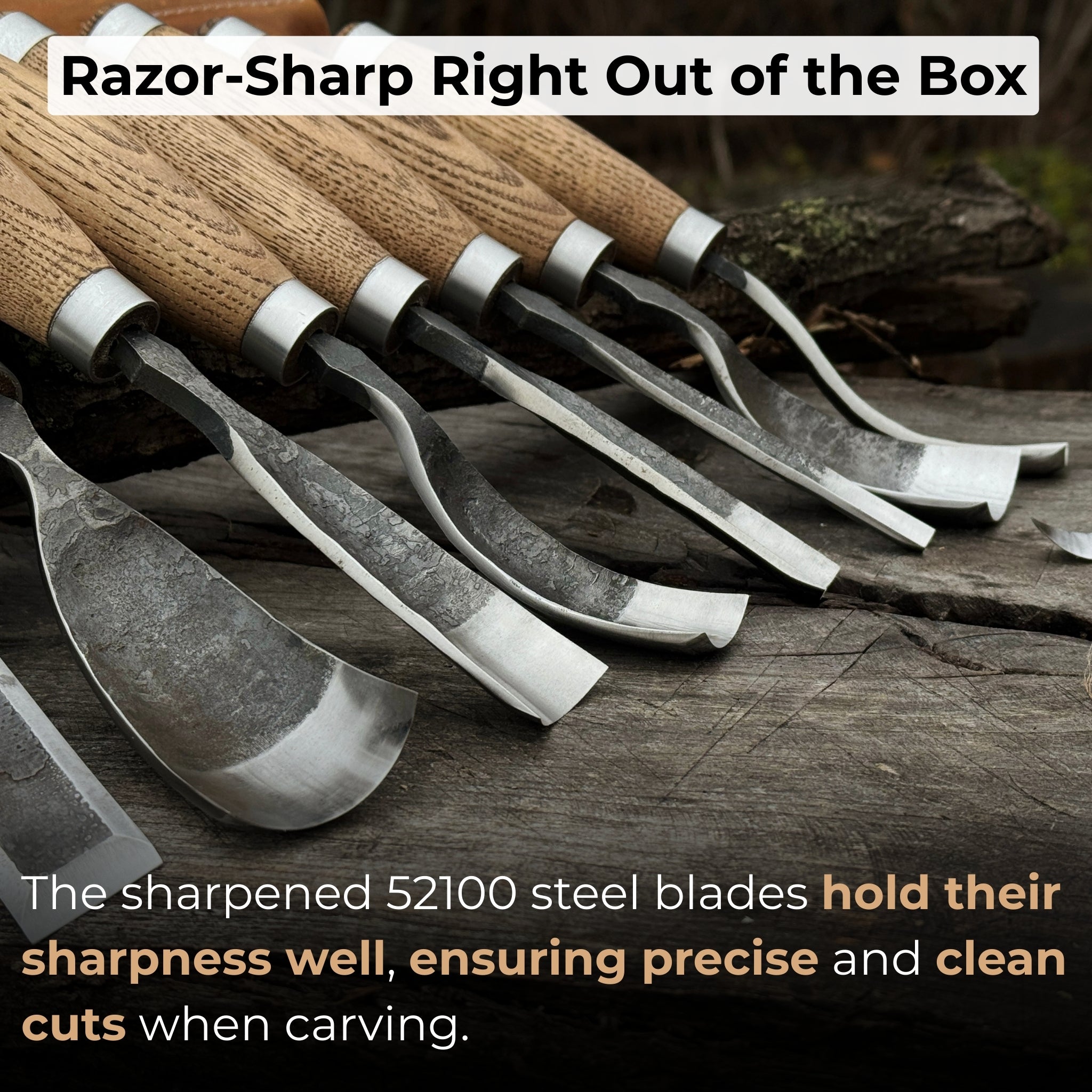 15 piece Wood Carving Tool Set with Leather Roll - 3