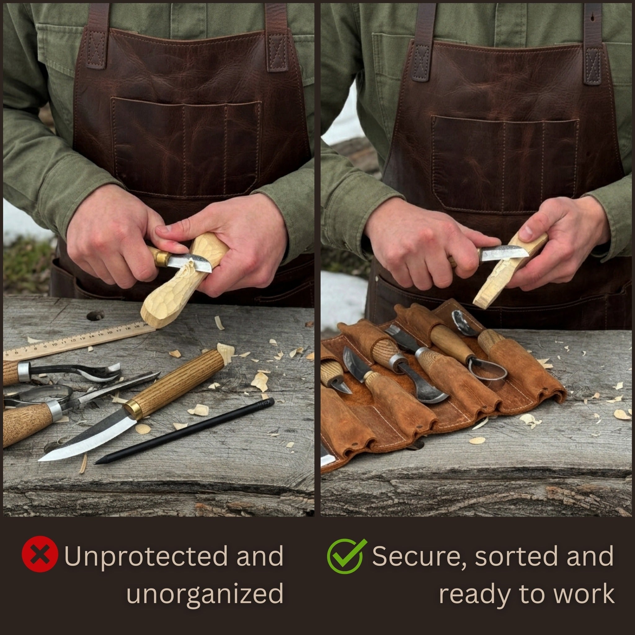 15 Pocket Leather Tool Roll - 11