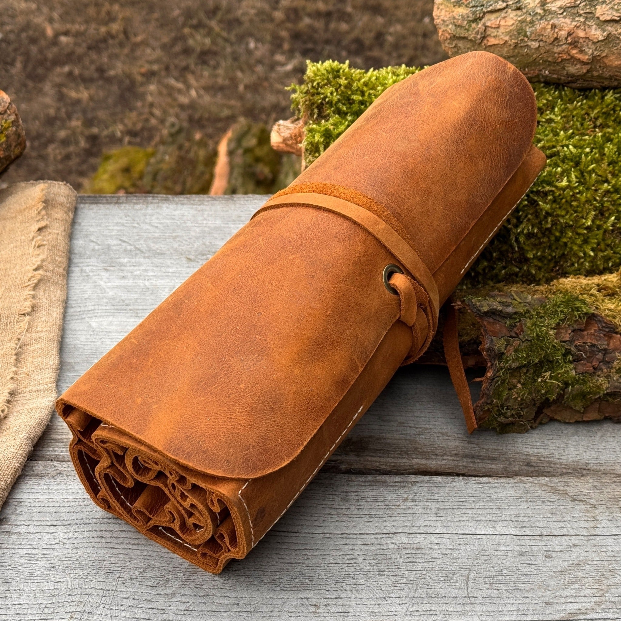 15 Pocket Leather Tool Roll - 7