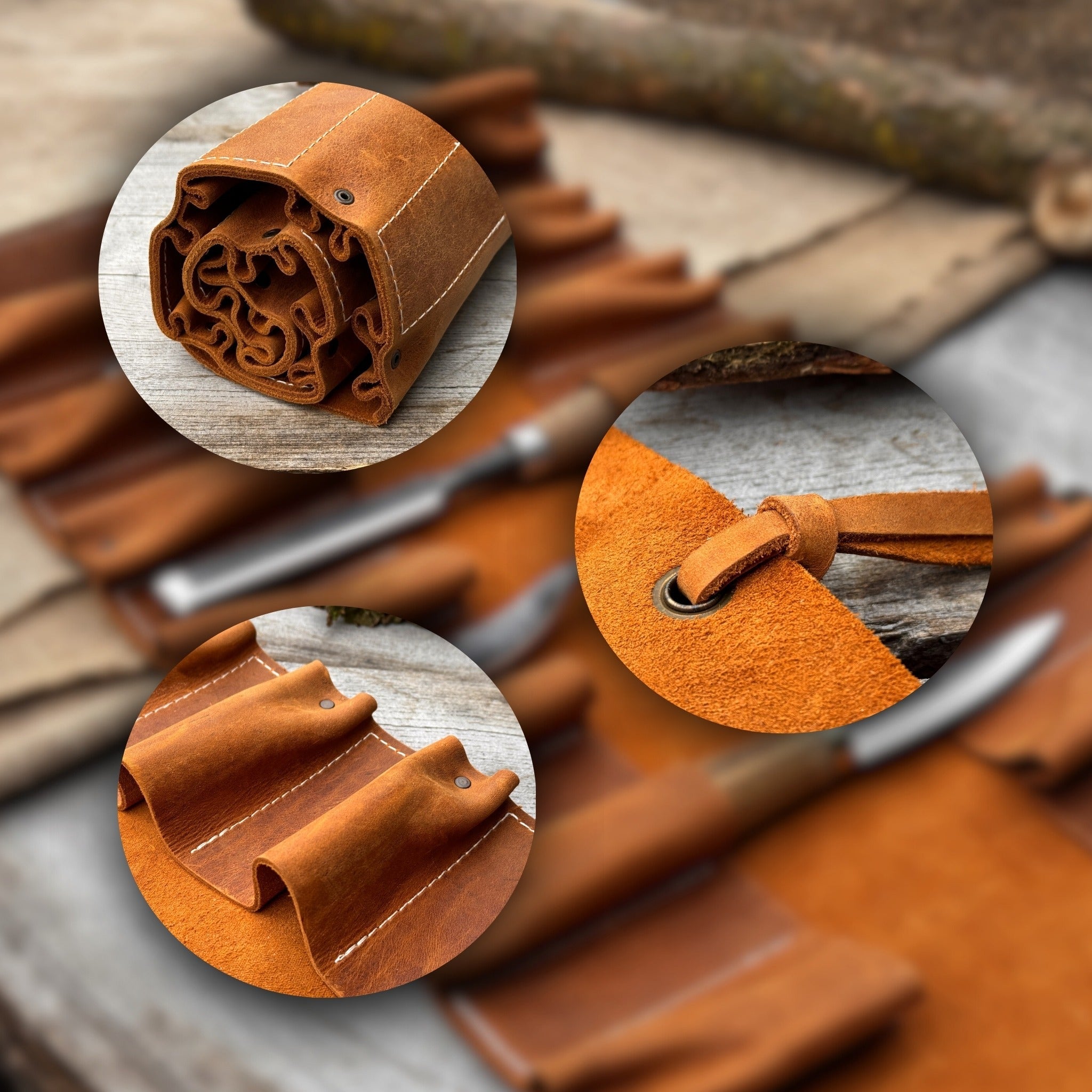 15 Pocket Leather Tool Roll - 8