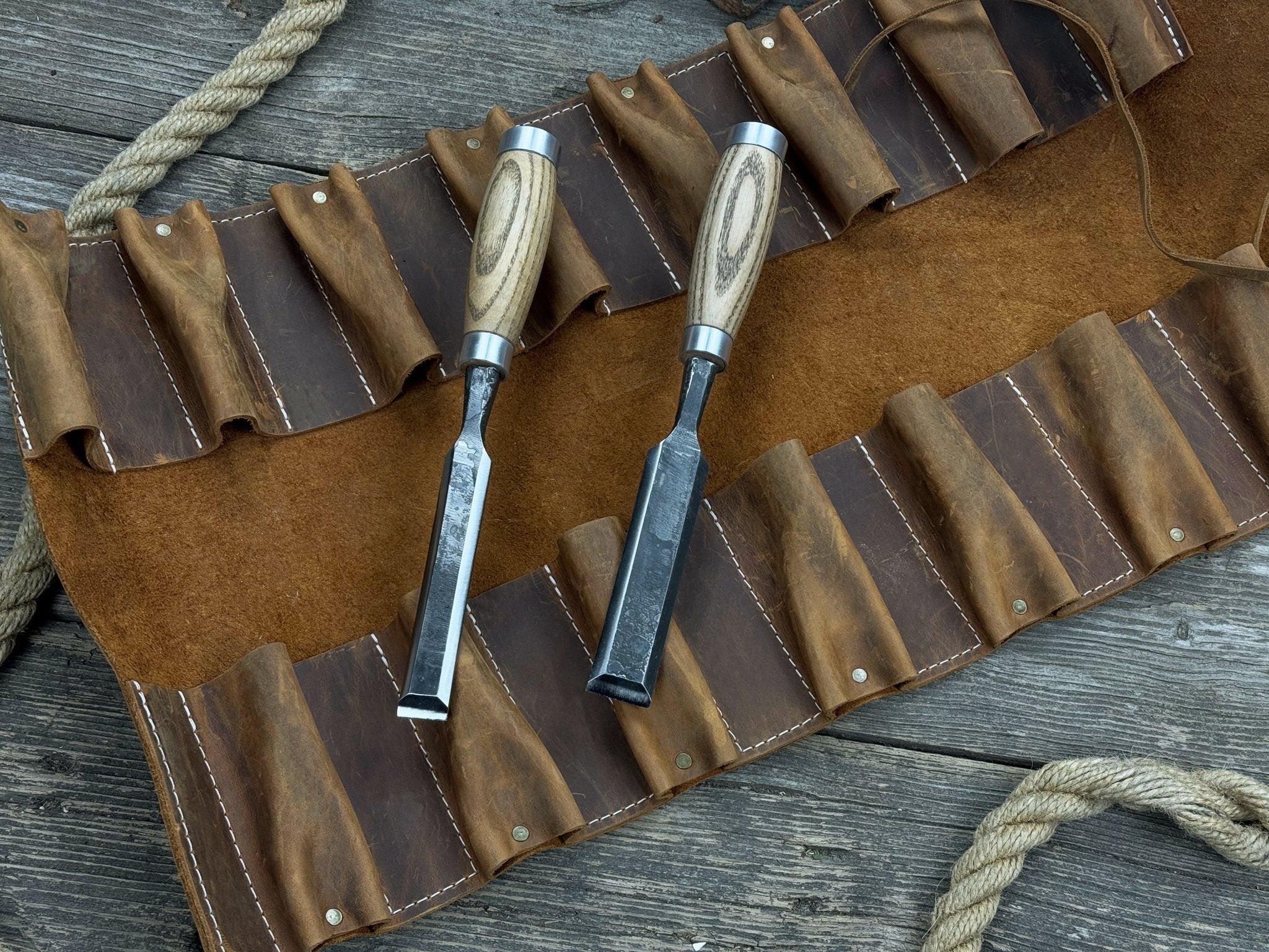 15 Pocket Leather Tool Roll - 7