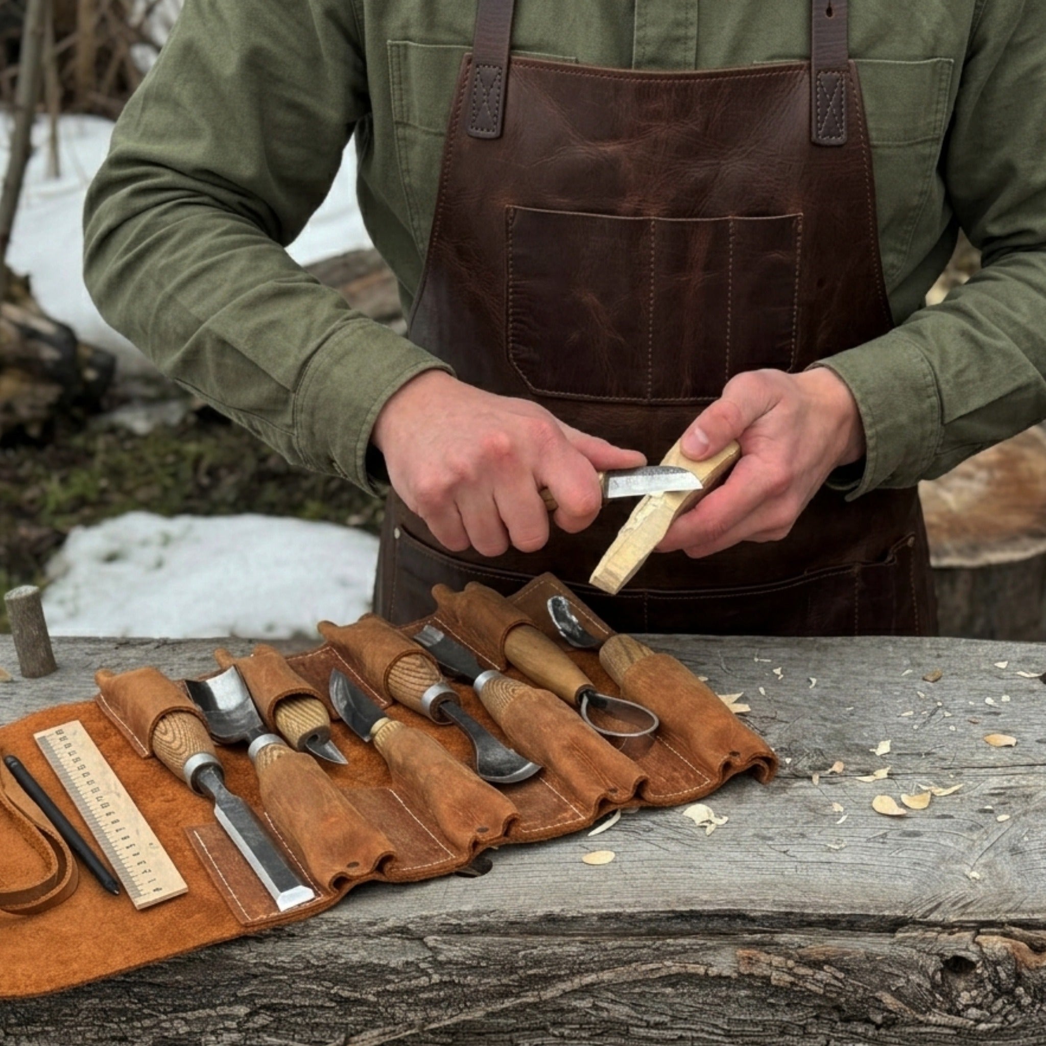 15 Pocket Leather Tool Roll - 9