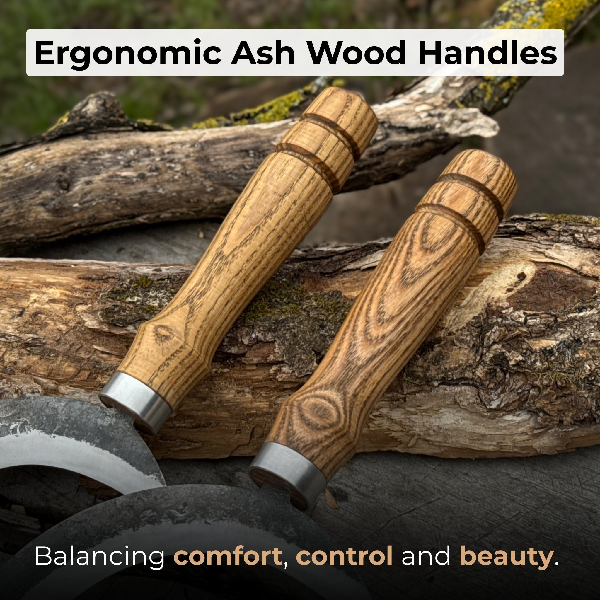 2 - Piece Hand - Forged Sickle Set with Leather Sheaths for Gardening - 3