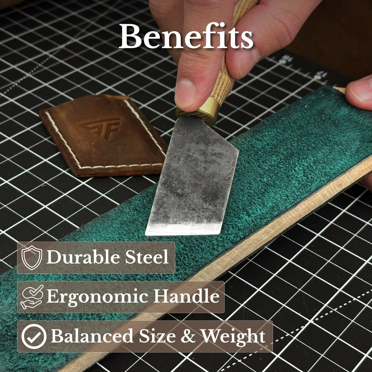 2-Piece Rounded and Angled Leather Knife Set - 8