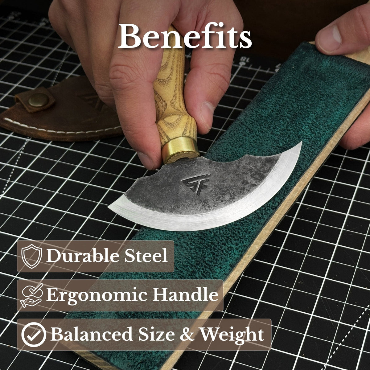 2-Piece Rounded and Straight Leather Knife Set - 8