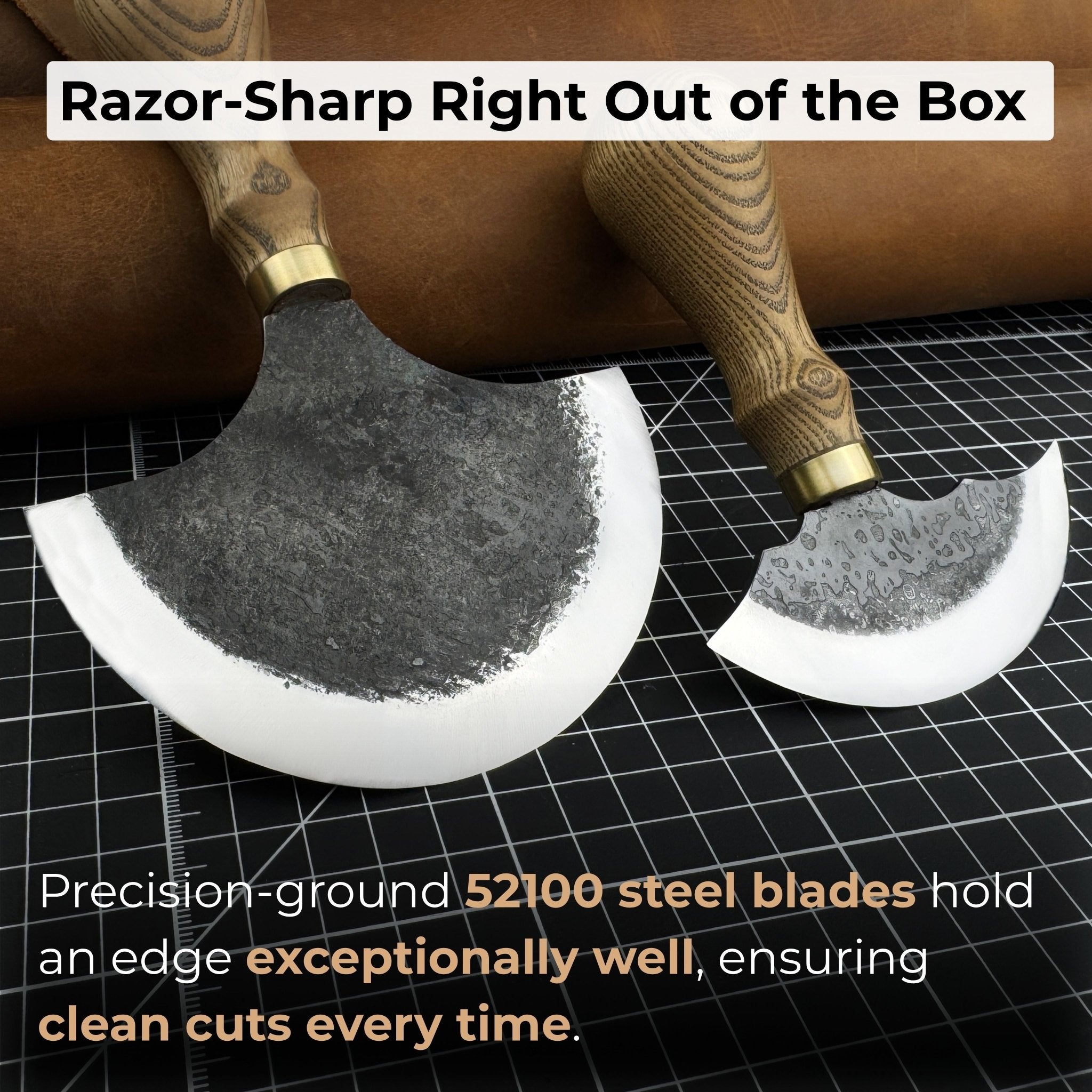 2 - Piece Rounded Leather Knife Set - 4