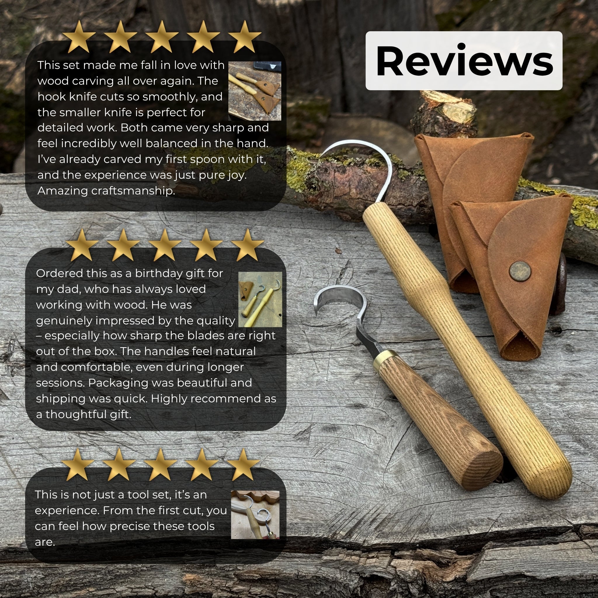 2 - Piece Spoon Carving Hook Knife Set - 9