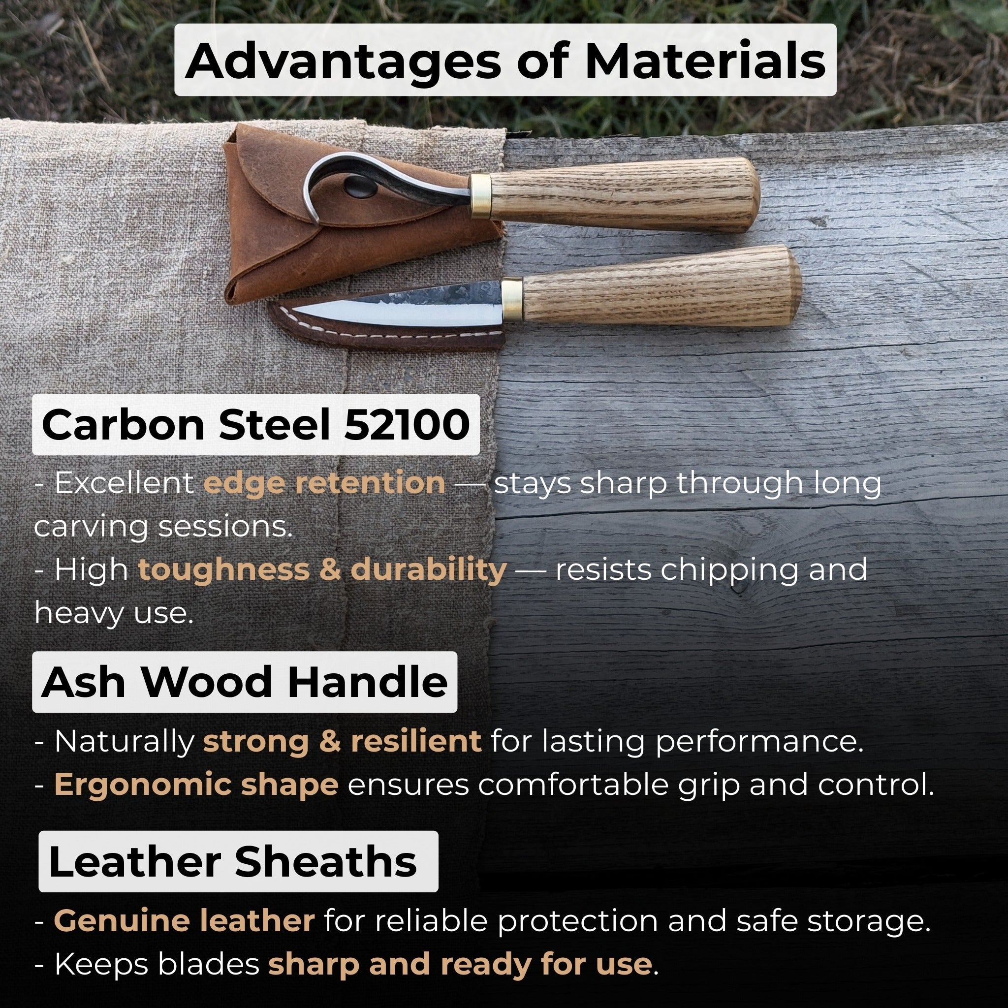 2 - Piece Spoon Carving Knife Set with Leather Sheaths - 8