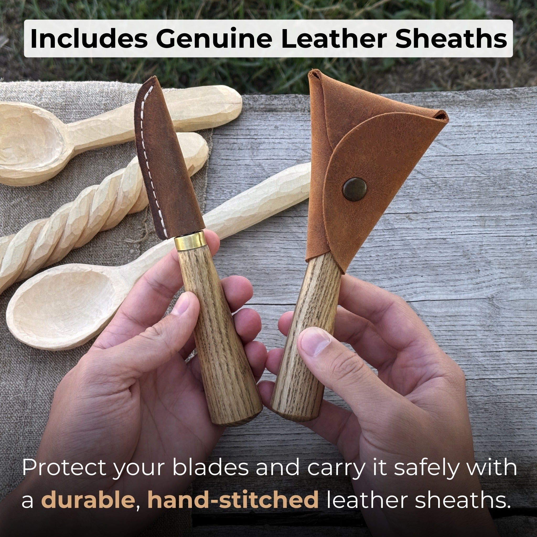 2 - Piece Spoon Carving Knife Set with Leather Sheath - 5