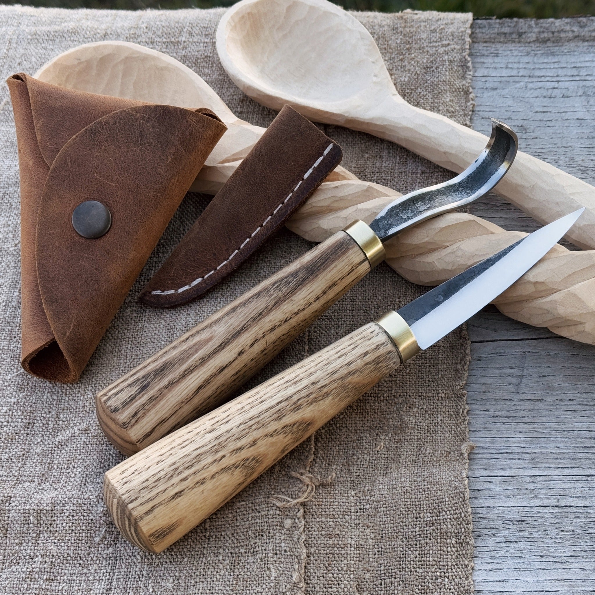 2 - Piece Spoon Carving Knife Set with Leather Sheaths - 1