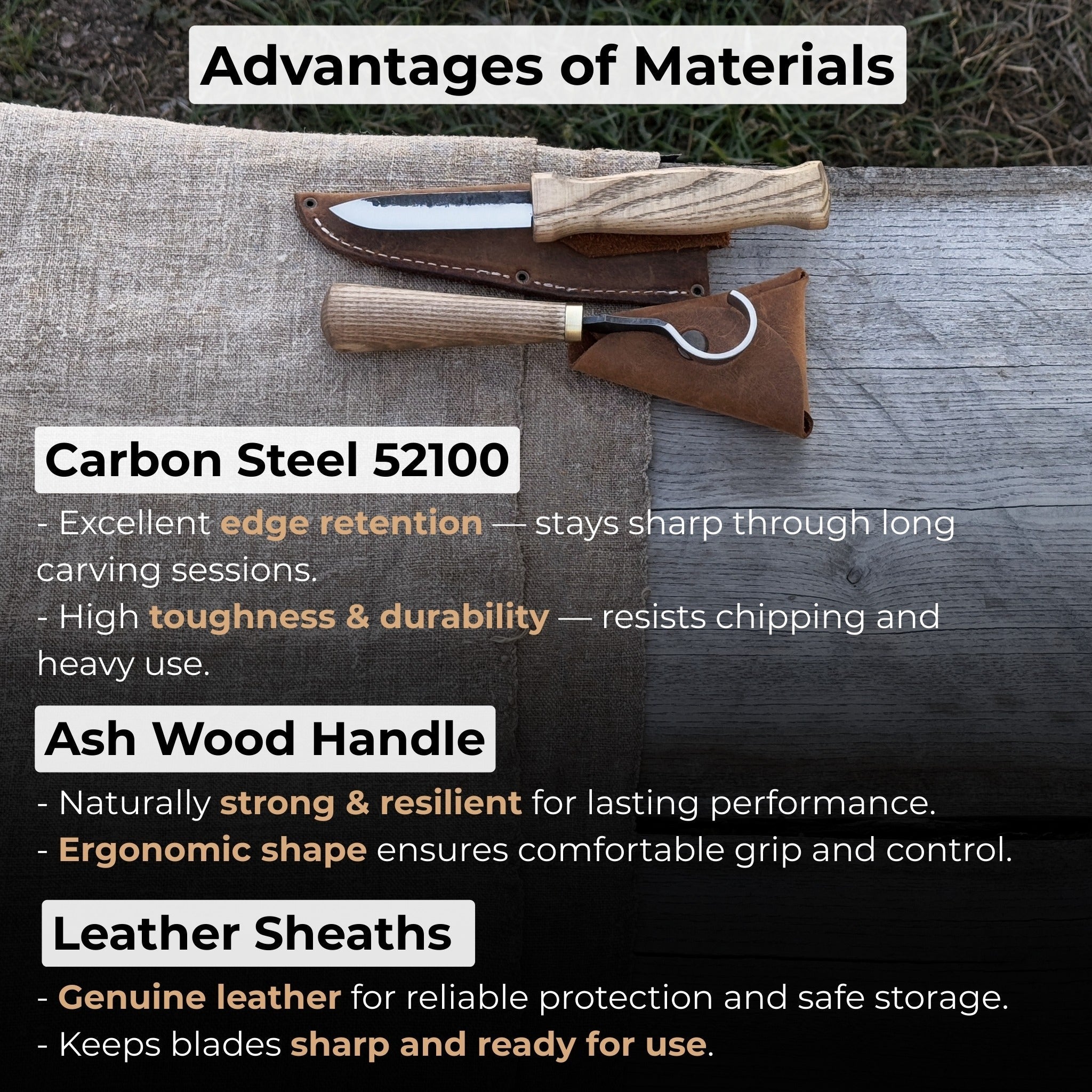 2 - Piece Spoon Carving Knife Set with Leather Sheaths - 8