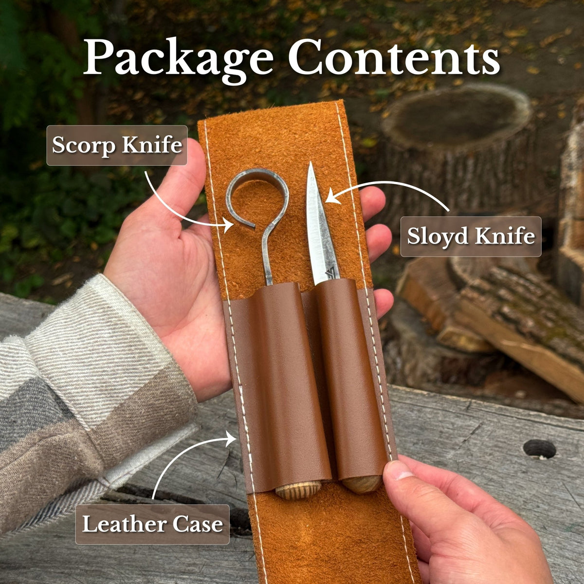 2-Piece Spoon Carving Tool Set with Leather Case - 9
