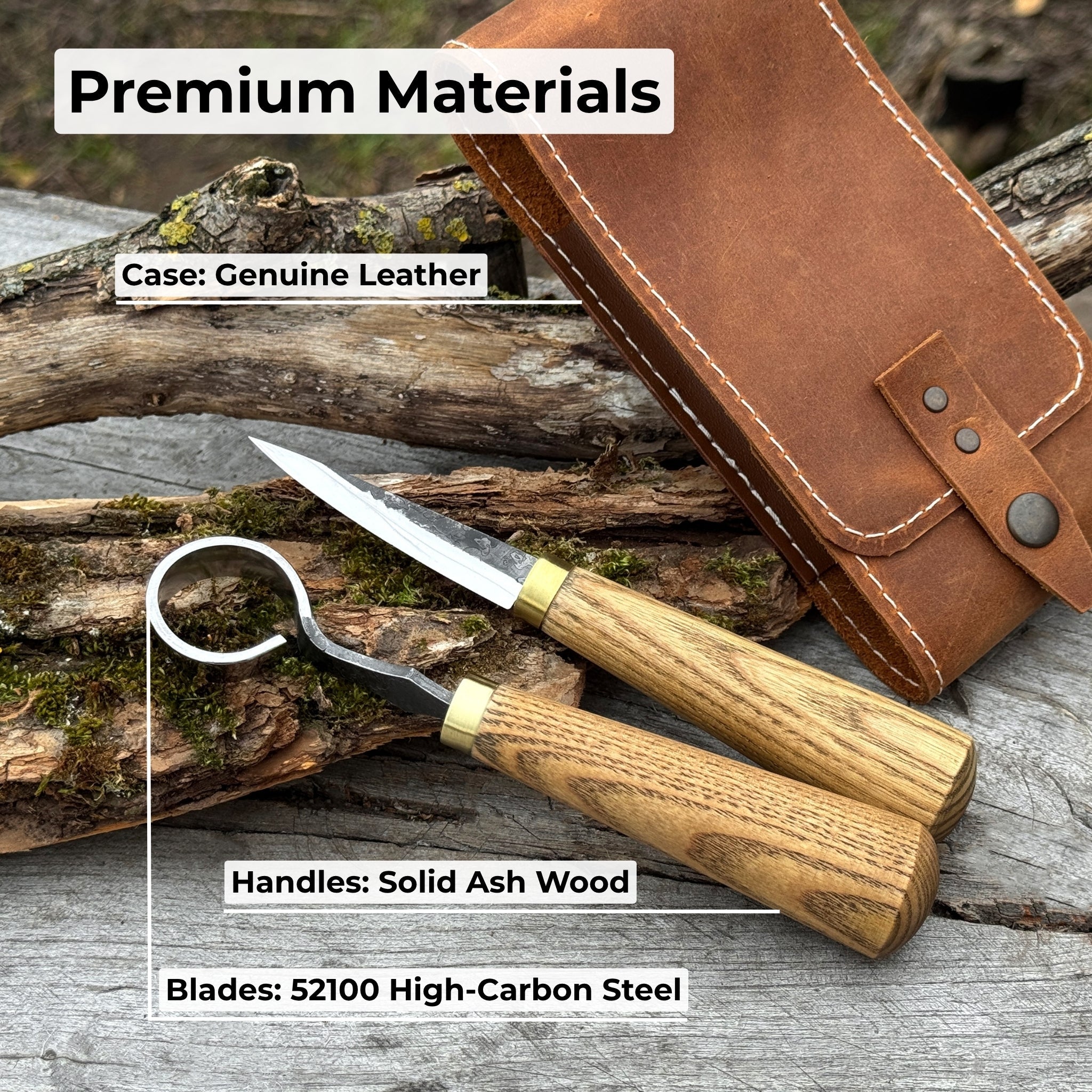 2 - Piece Spoon Carving Tool Set with Leather Case - 7