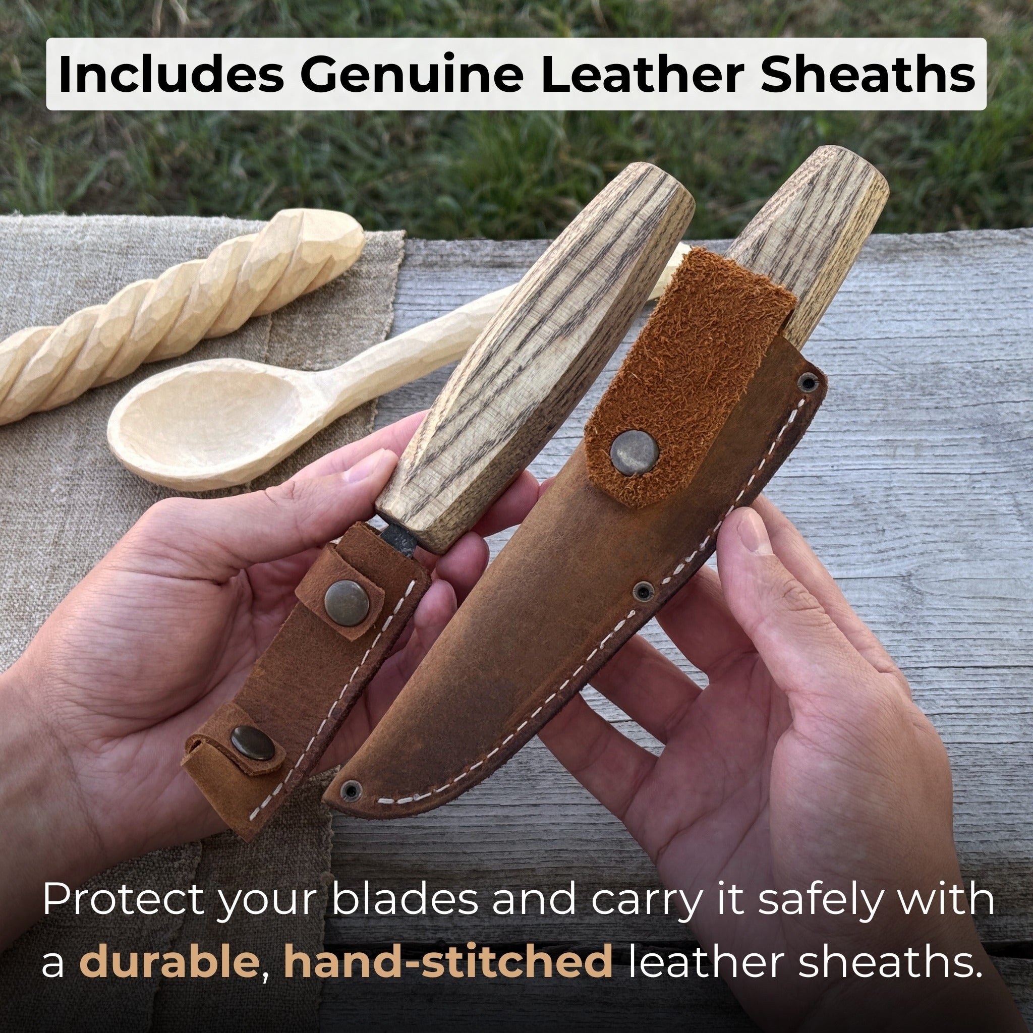 2 - Piece Wood Carving Knife Set with Leather Sheaths - 5