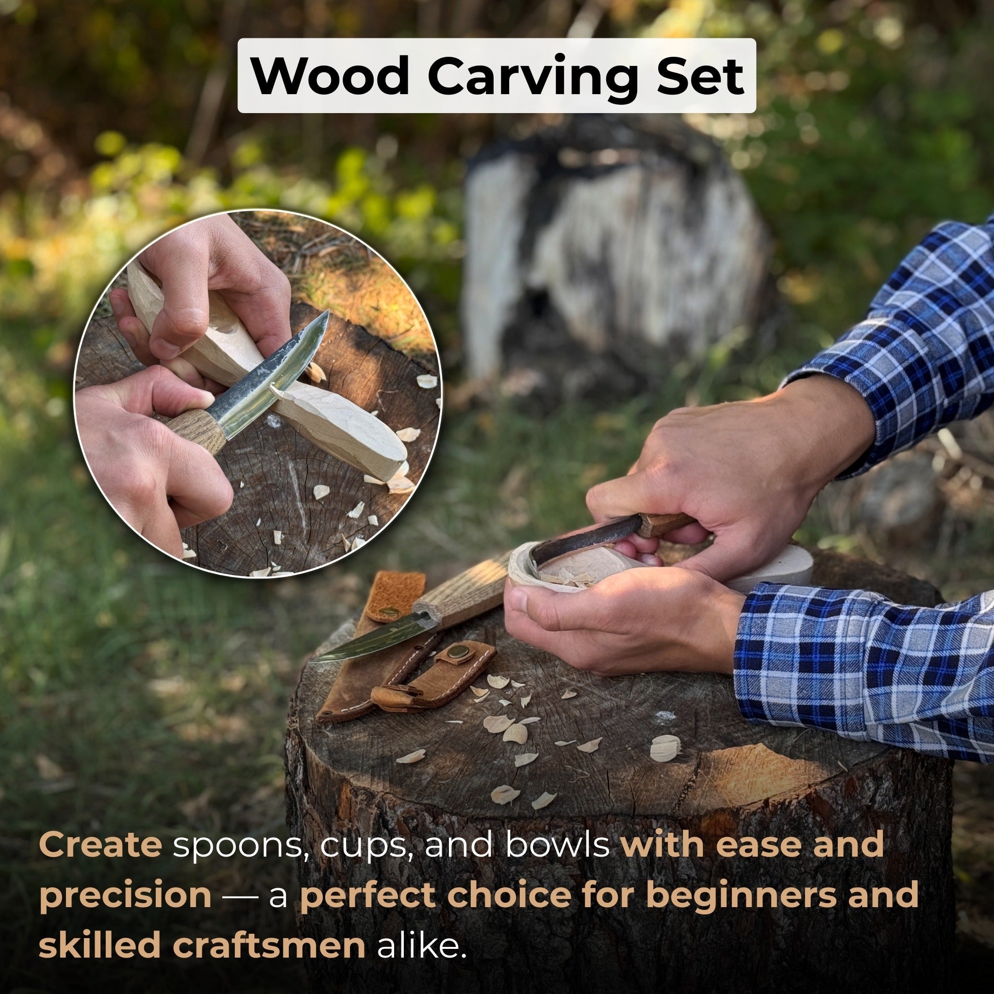 2 - Piece Wood Carving Knife Set with Leather Sheaths - 2