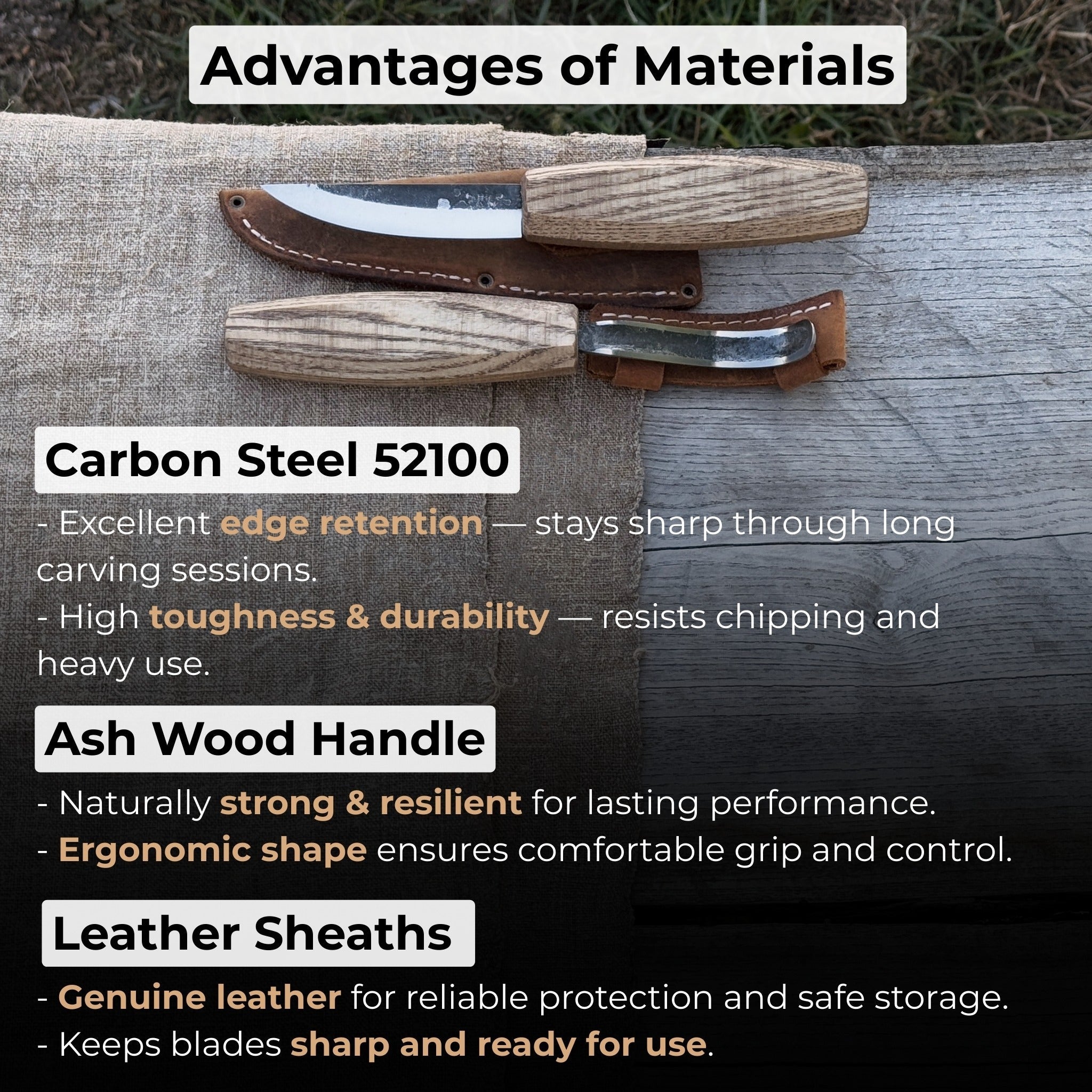 2 - Piece Wood Carving Knife Set with Leather Sheaths - 8