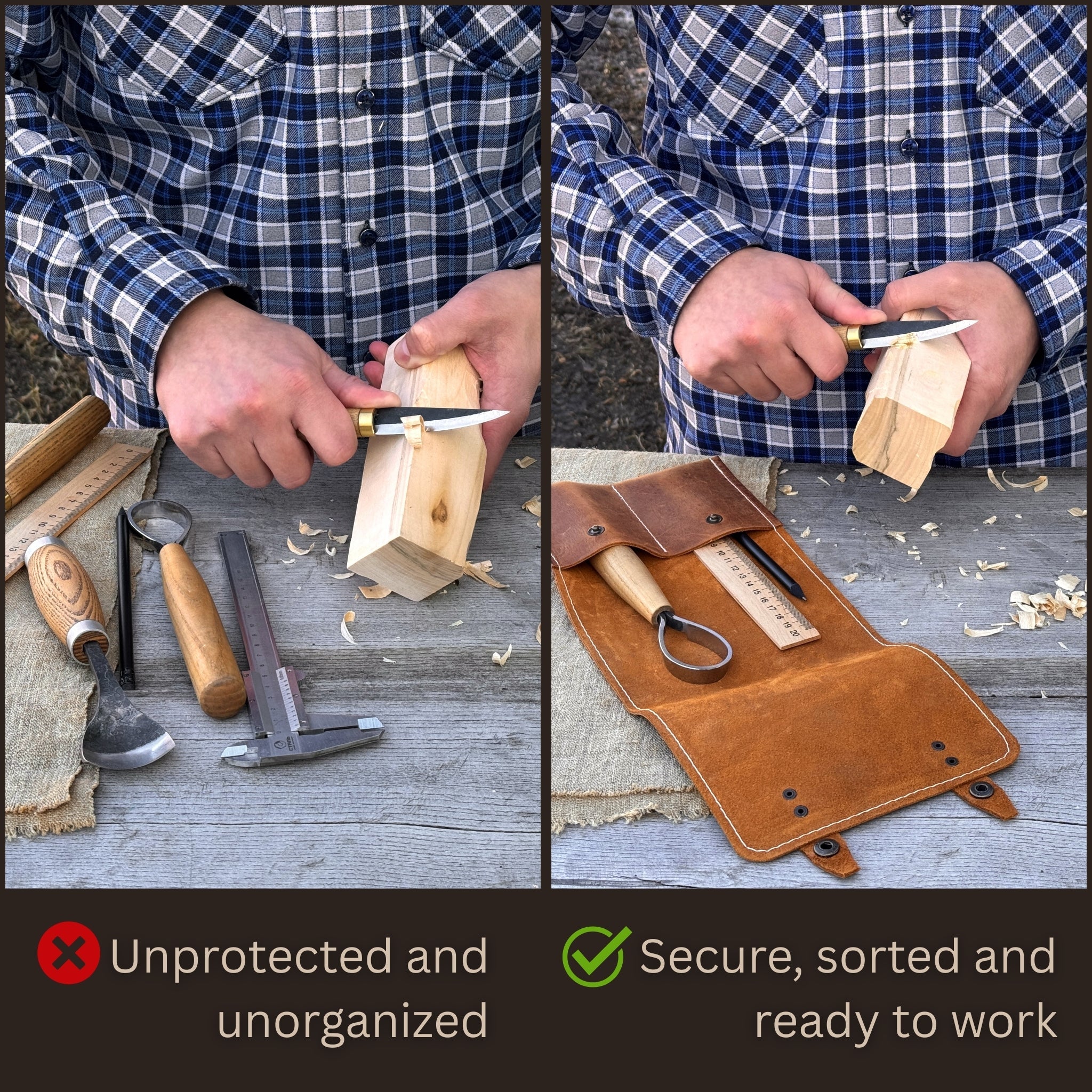 2 Pocket Leather Tool Case - 10