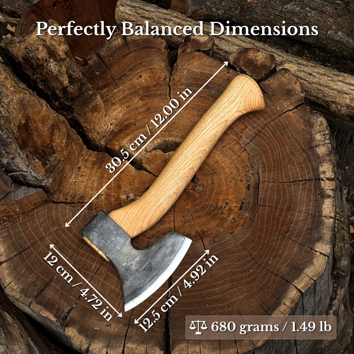 Small Carving Axe with Leather Sheath, 0.68 kg (1.50 lb)