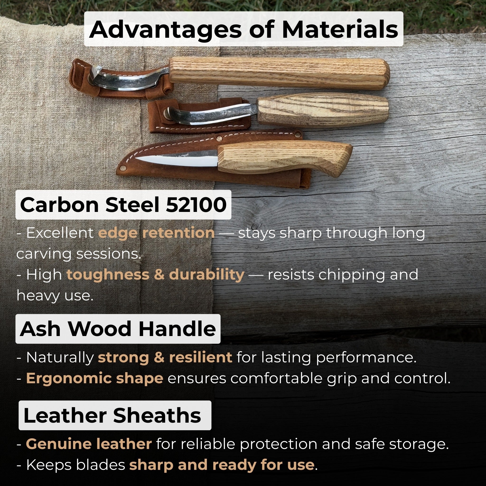 3 - Piece Carving Knife Set for Spoon Carving - 8