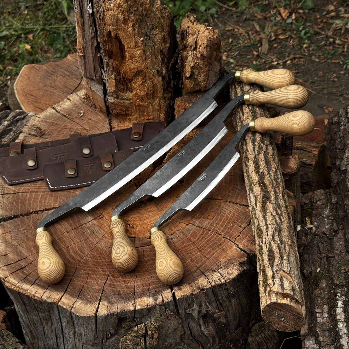 3-Piece Curved Drawknife (Palm Handles) Set - 1