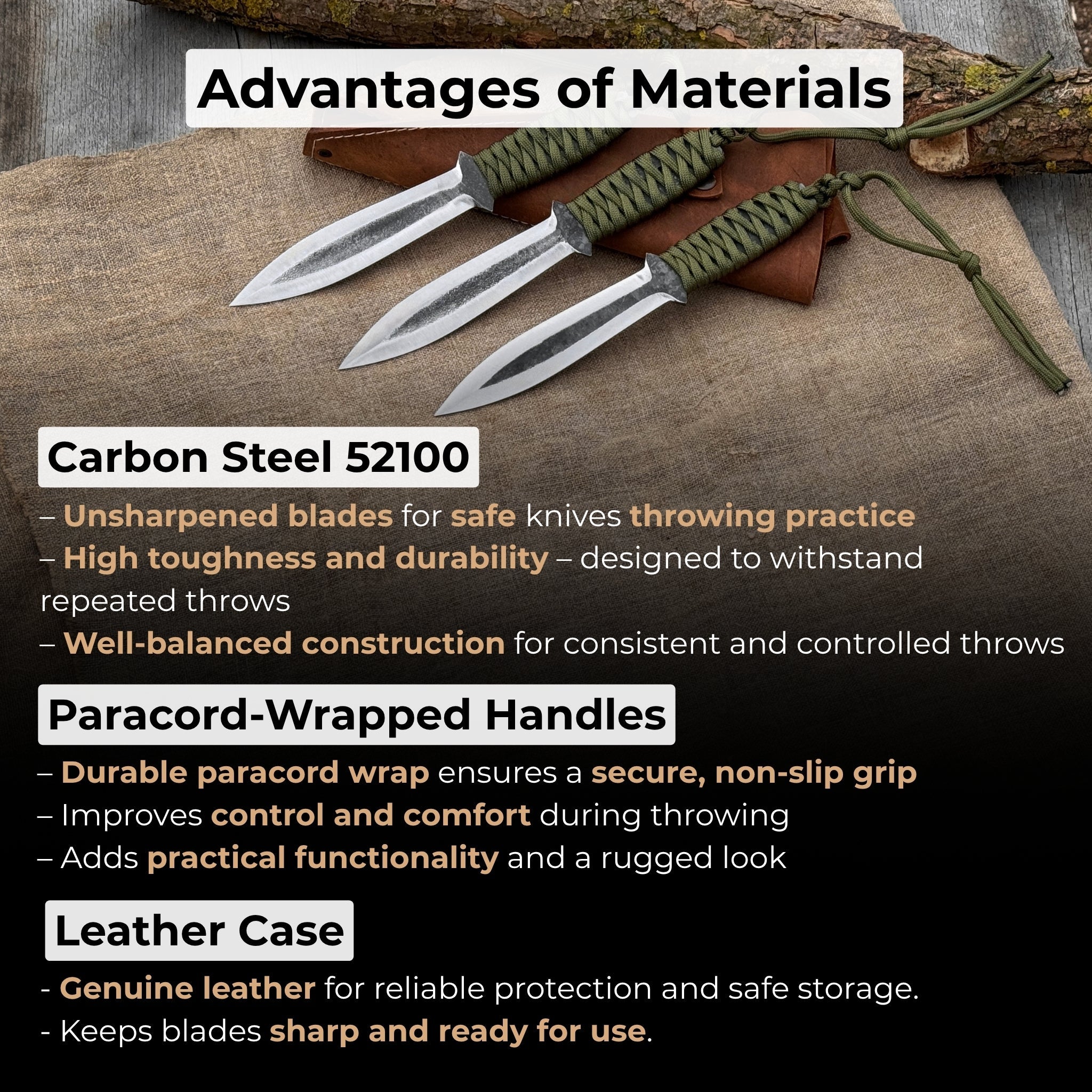 3 - Piece Hand - Forged Throwing Knife Set, 22 cm (8.6 inches) - 5