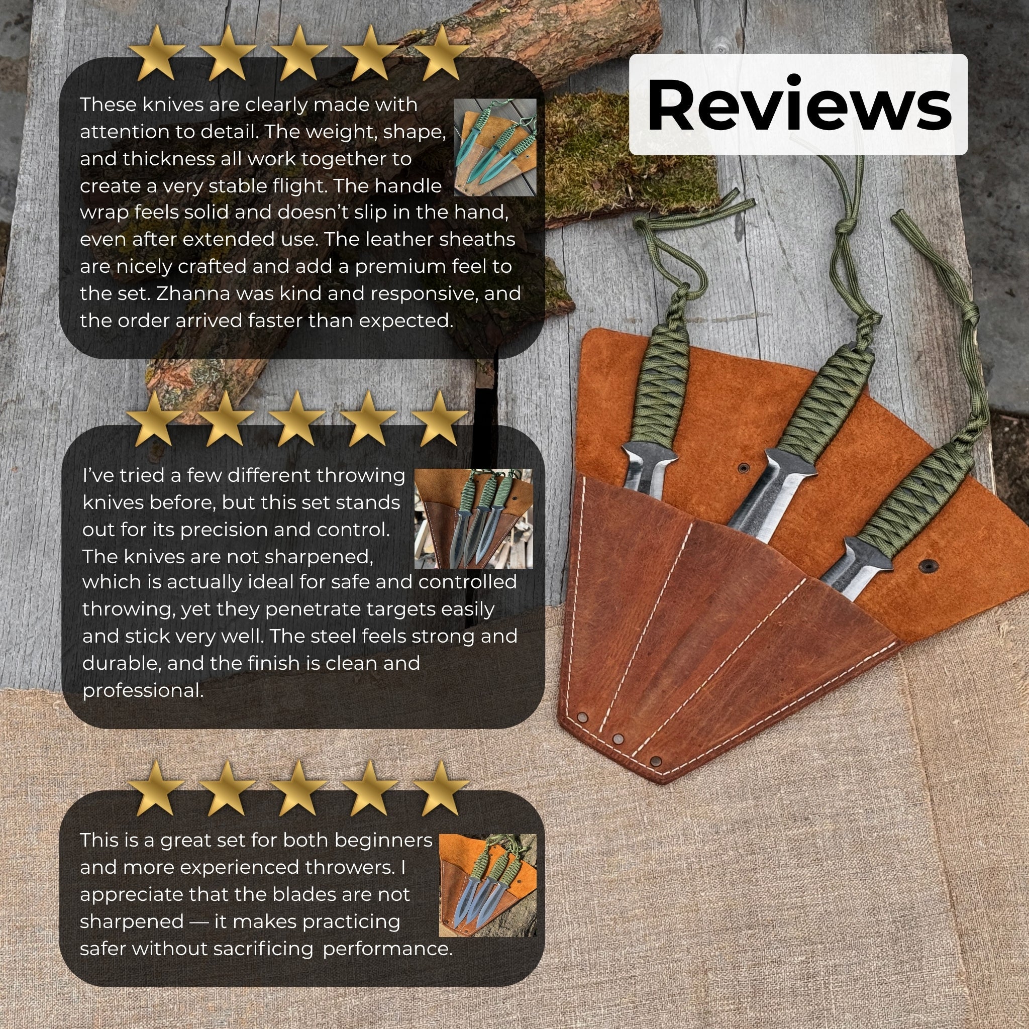 3 - Piece Hand - Forged Throwing Knife Set, 22 cm (8.6 inches) - 10