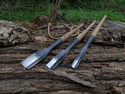 3 - Piece Hand - Forged Timber Framing Rounded Chisel Set - 2