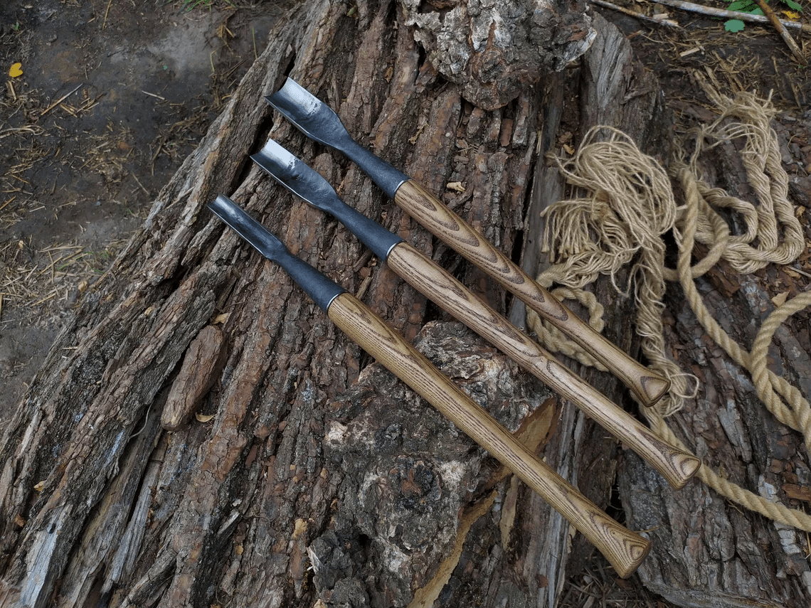 3 - Piece Hand - Forged Timber Framing Rounded Chisel Set - 8