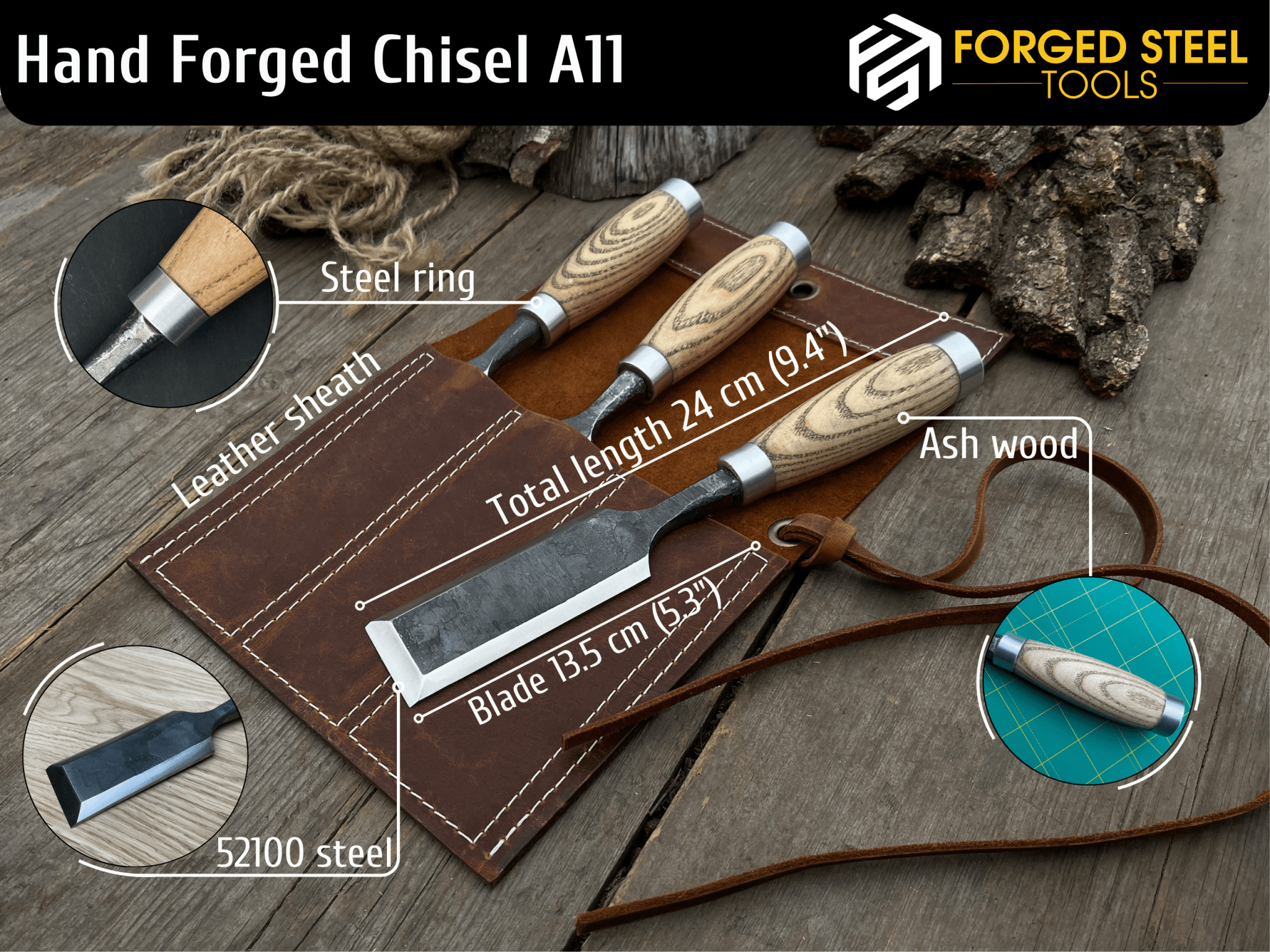 3 - Piece Wood Carving Chisel Set - 3