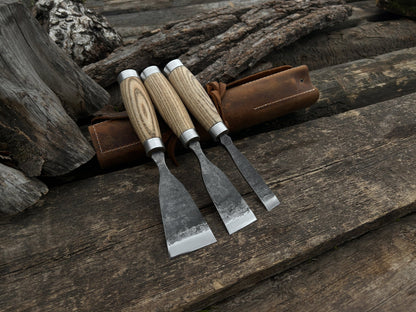 3 - Piece Hand - Forged Wood Carving Chisel Set - 7