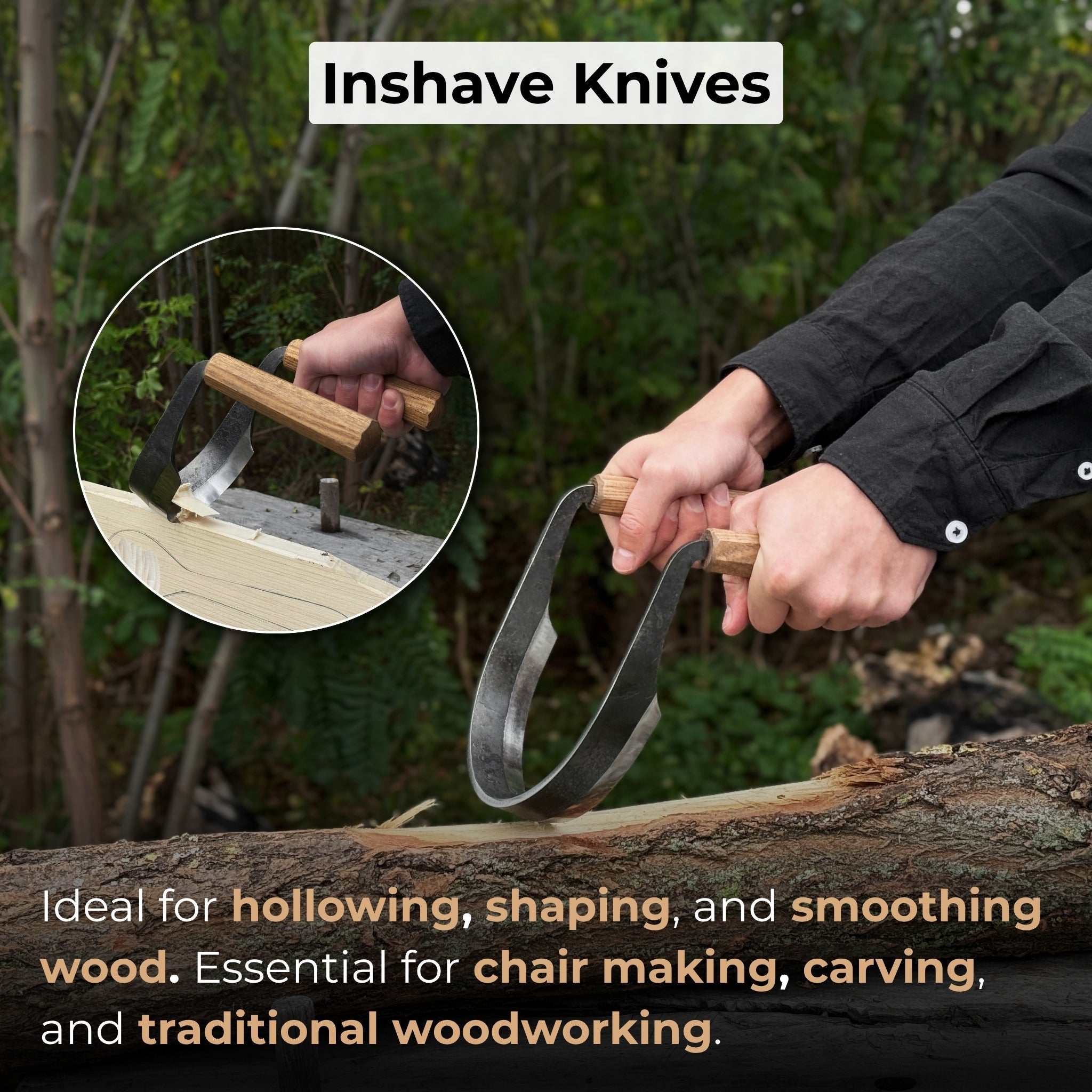 3 - Piece Inshave (Half - Rounded Drawknife) Set - 9