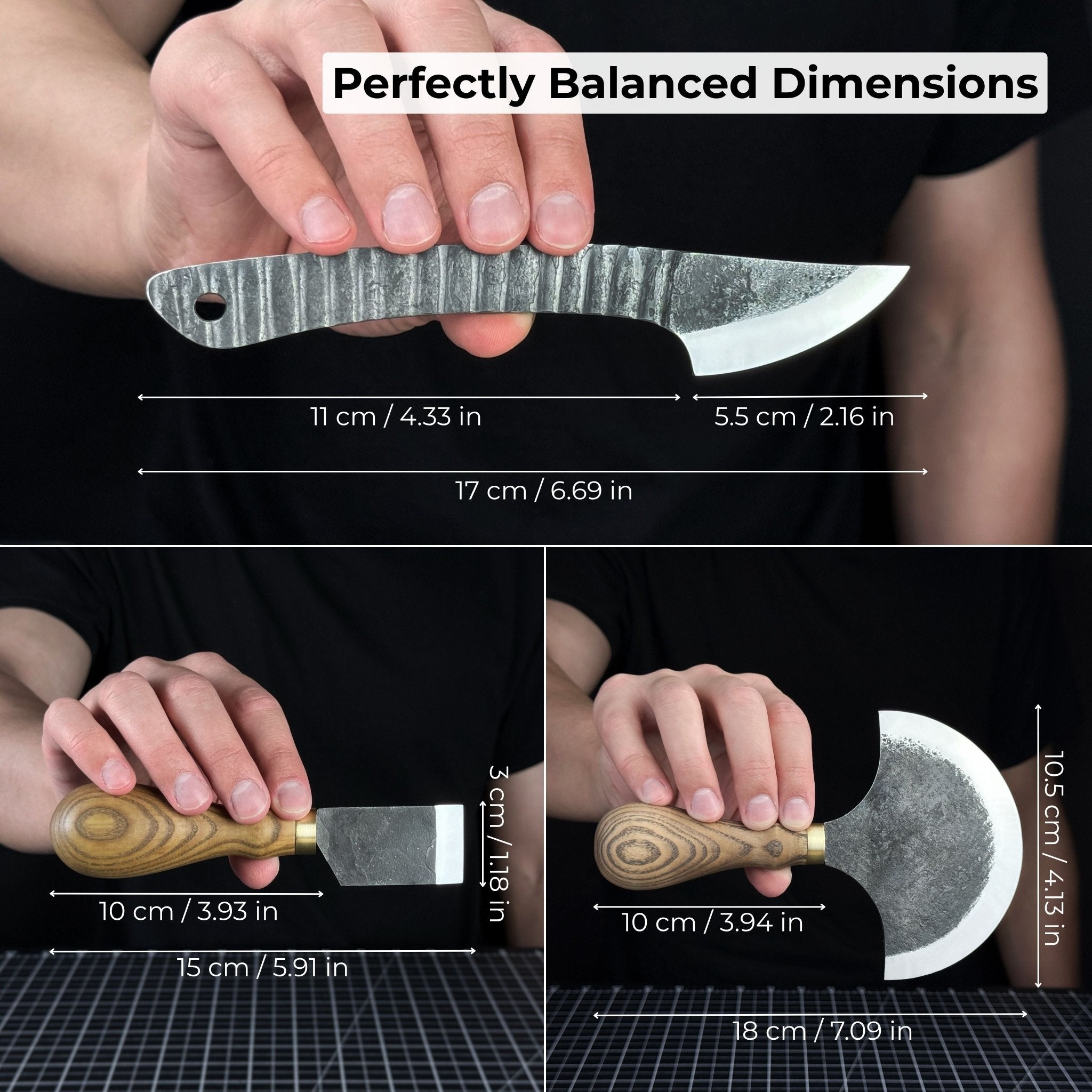 3 - Piece Leatherworking Knife Set with Leather Sheaths - 6