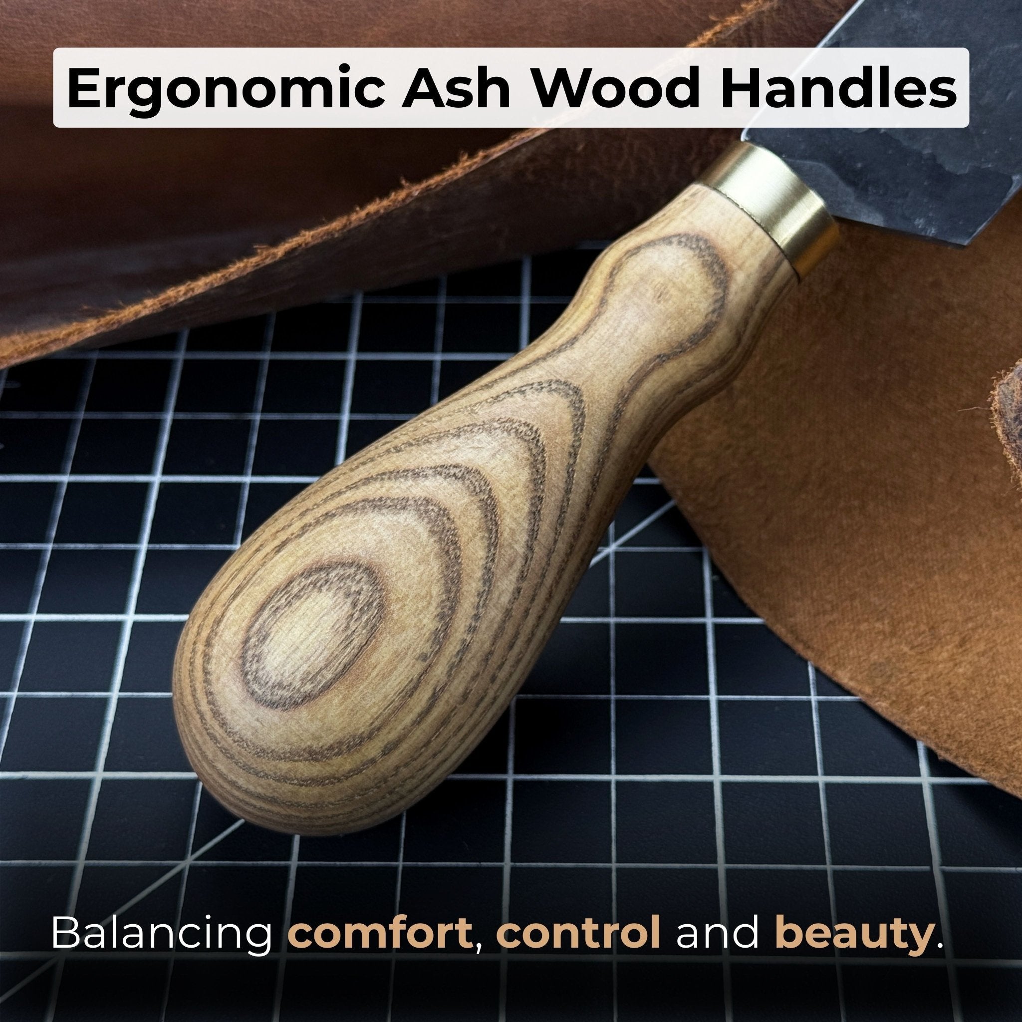 3 - Piece Leatherworking Knife Set with Leather Sheaths - 4