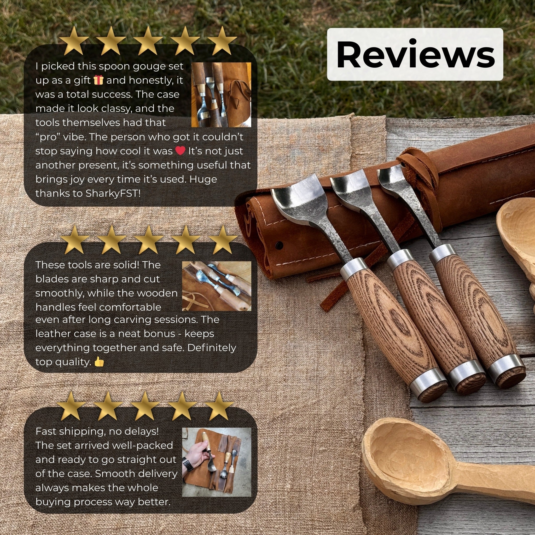 3 - Piece Spoon Bent Gouge Set - 10